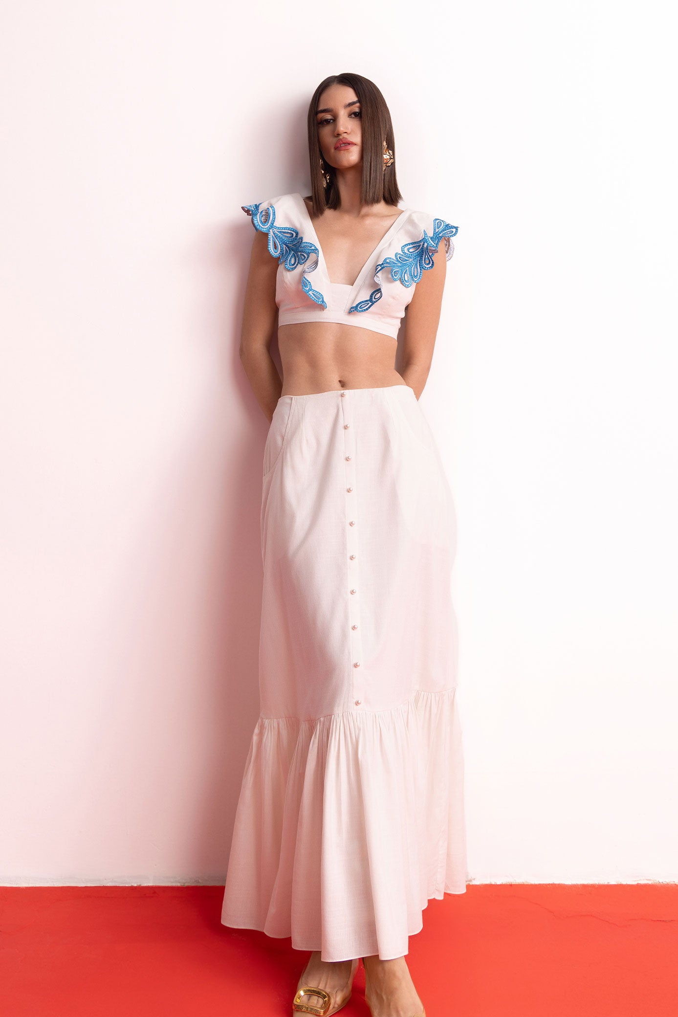 Cloud White Skirt Set