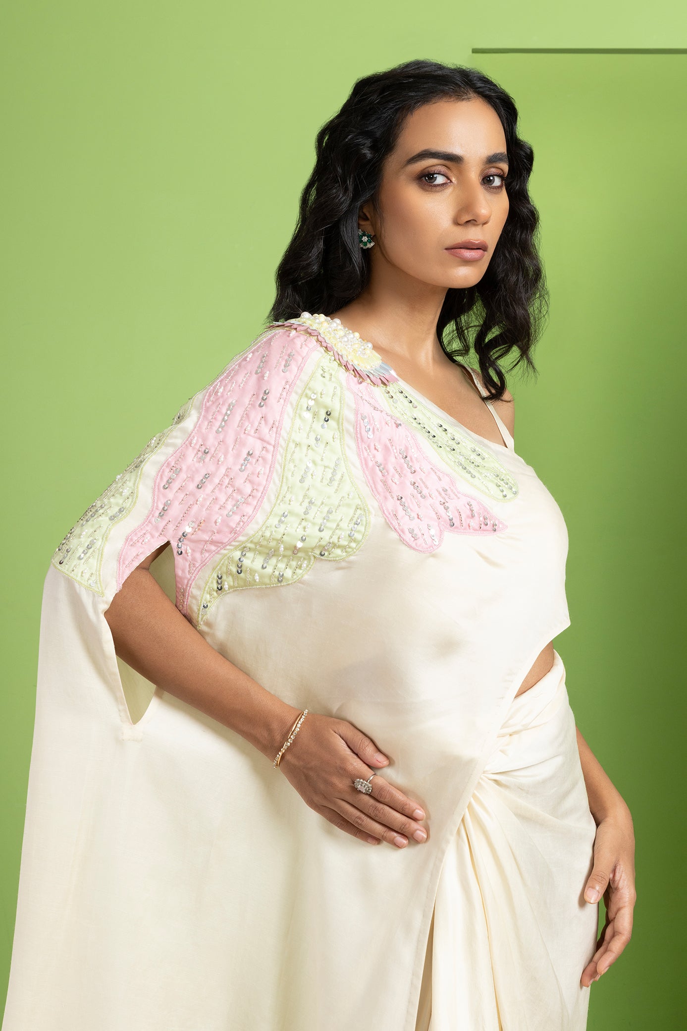 Asymmetrical One Shoulder Cape Set