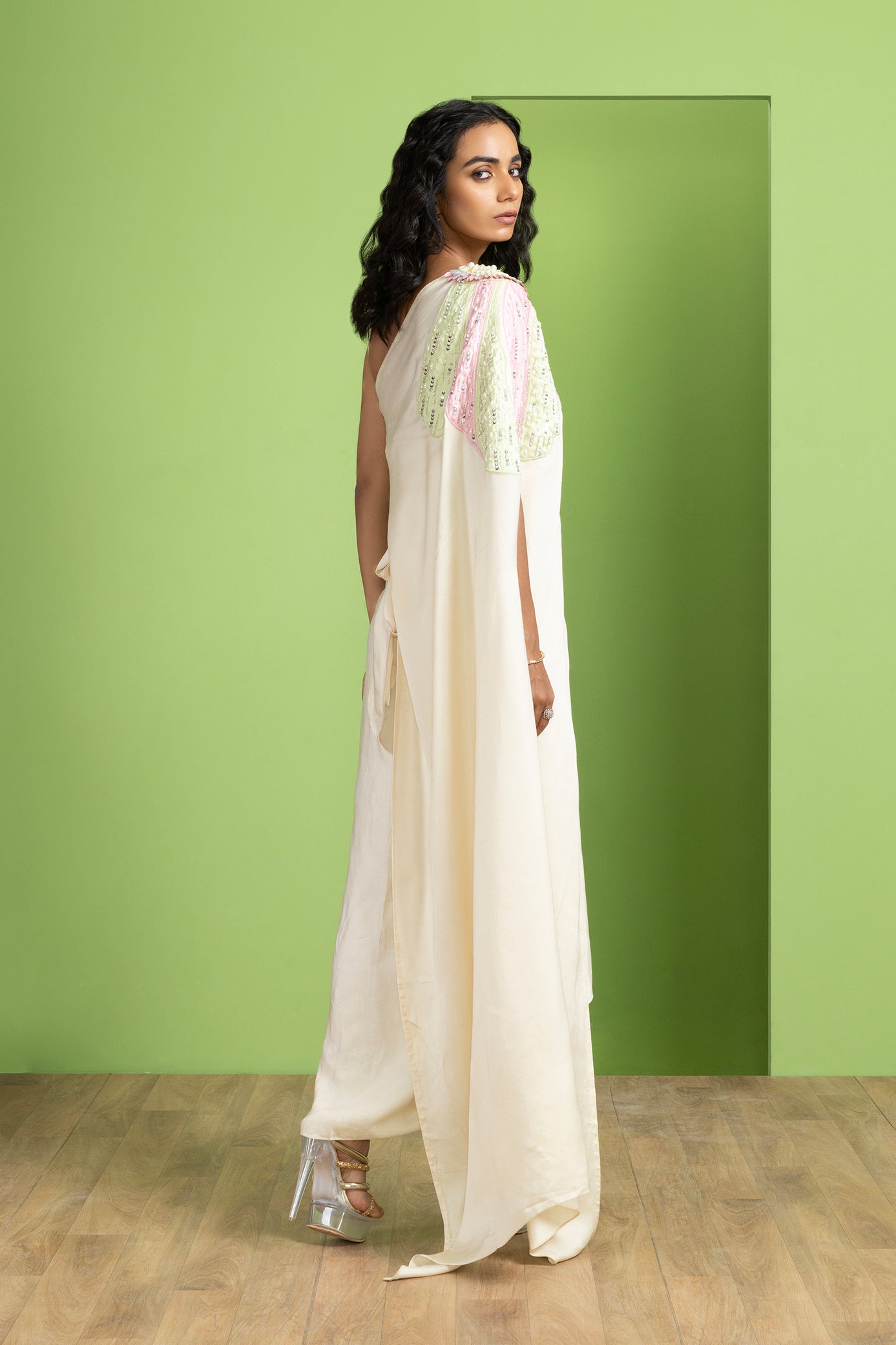 Asymmetrical One Shoulder Cape Set