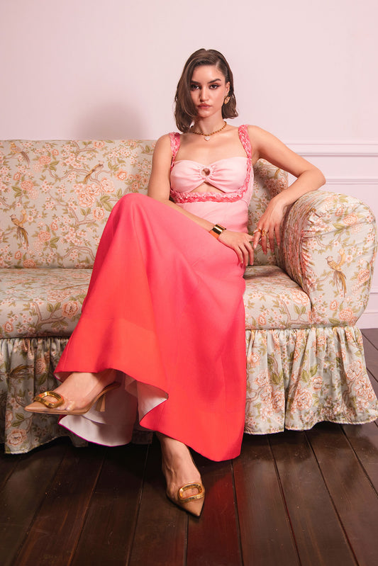 Rose Sunset Glow Ombre Maxi Dress
