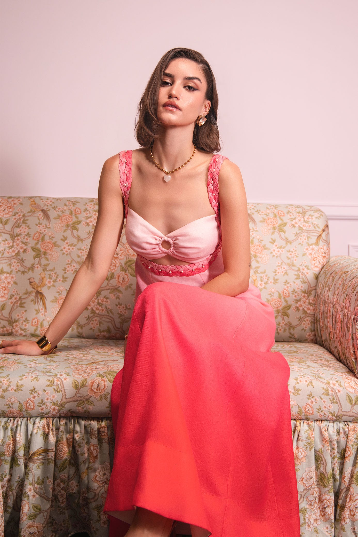 Rose Sunset Glow Ombre Maxi Dress
