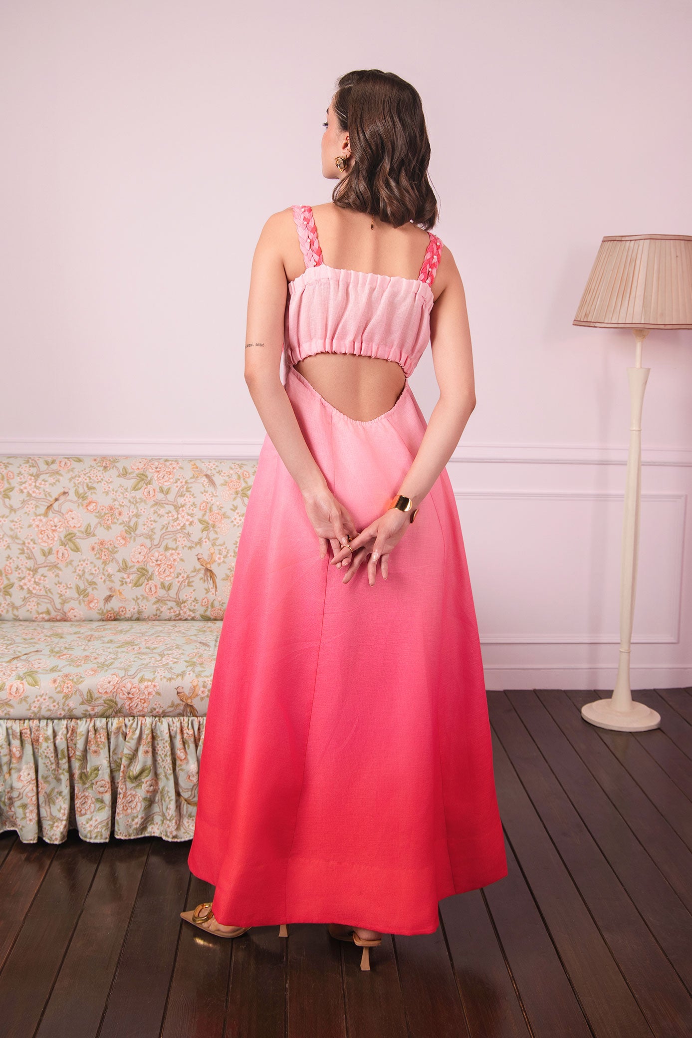 Rose Sunset Glow Ombre Maxi Dress