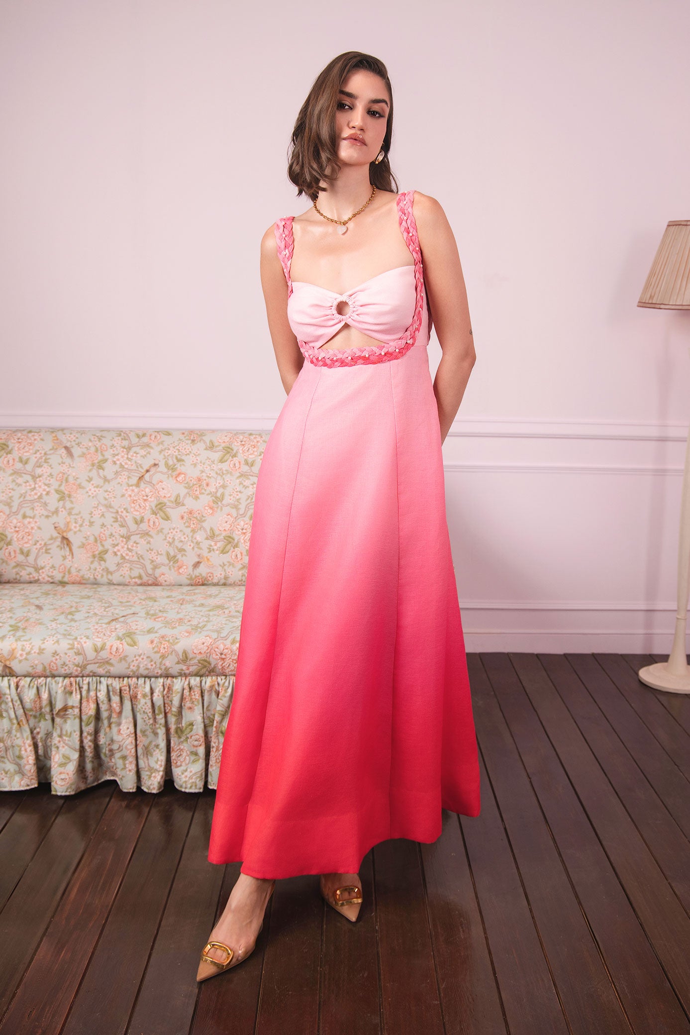 Rose Sunset Glow Ombre Maxi Dress