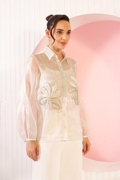 Ivy Ivory Mint Organza Shirt