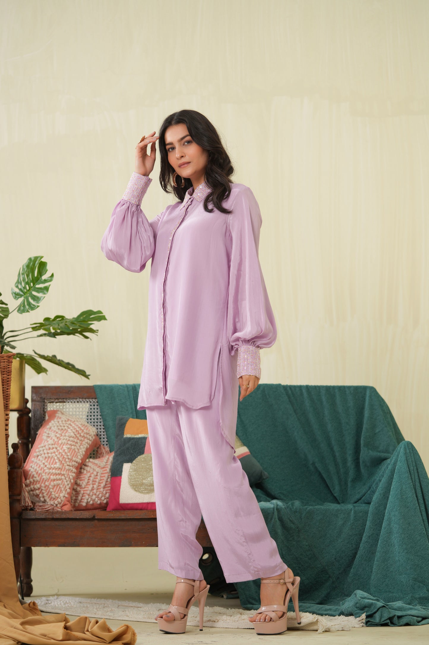 Bright Lilac Tunic Shirt Coord Set