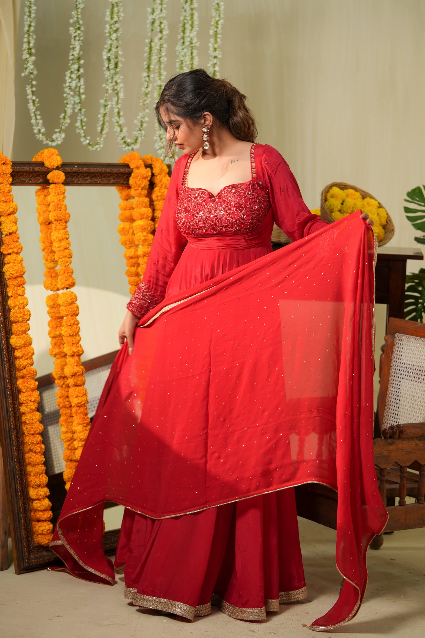 Ruby Red Anarkali Suit set