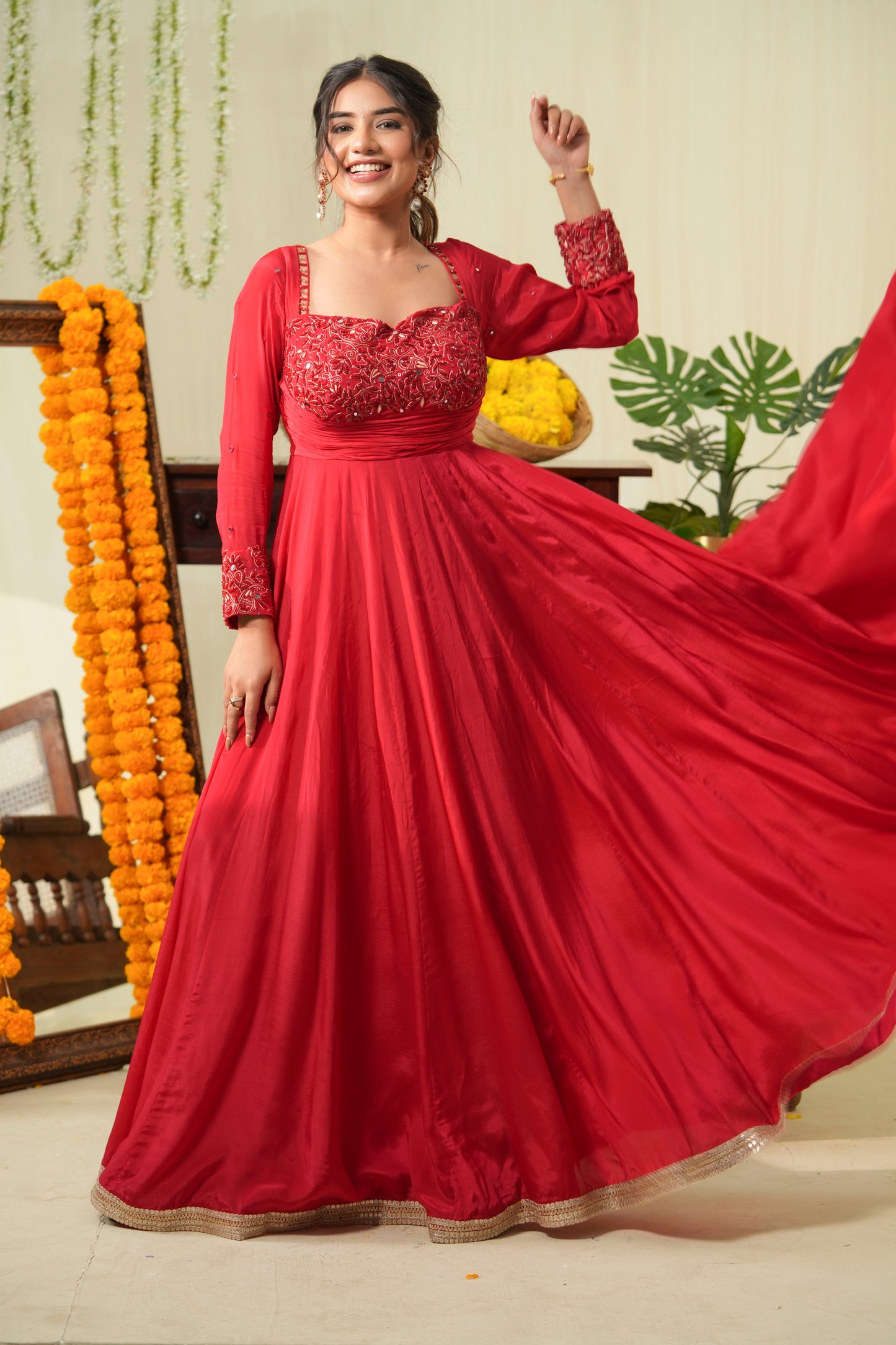 Ruby Red Anarkali Suit set