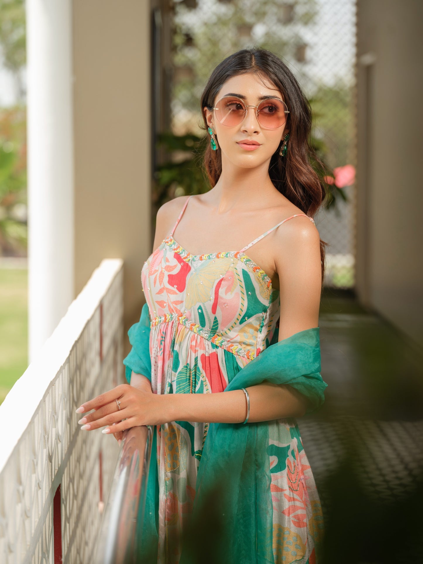 Forest Green Prited Kurta Set