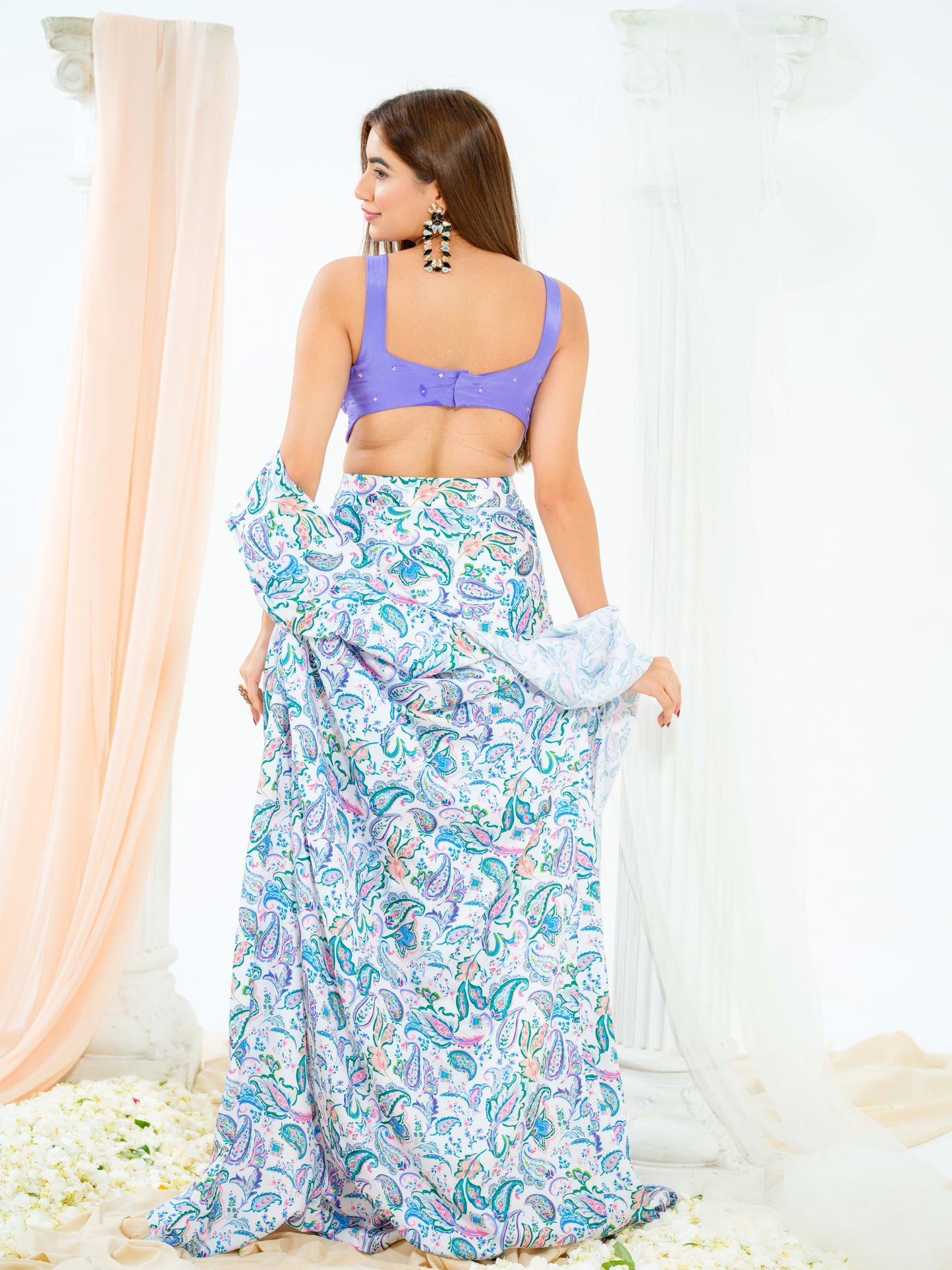 Orchid Printed paisley cape set