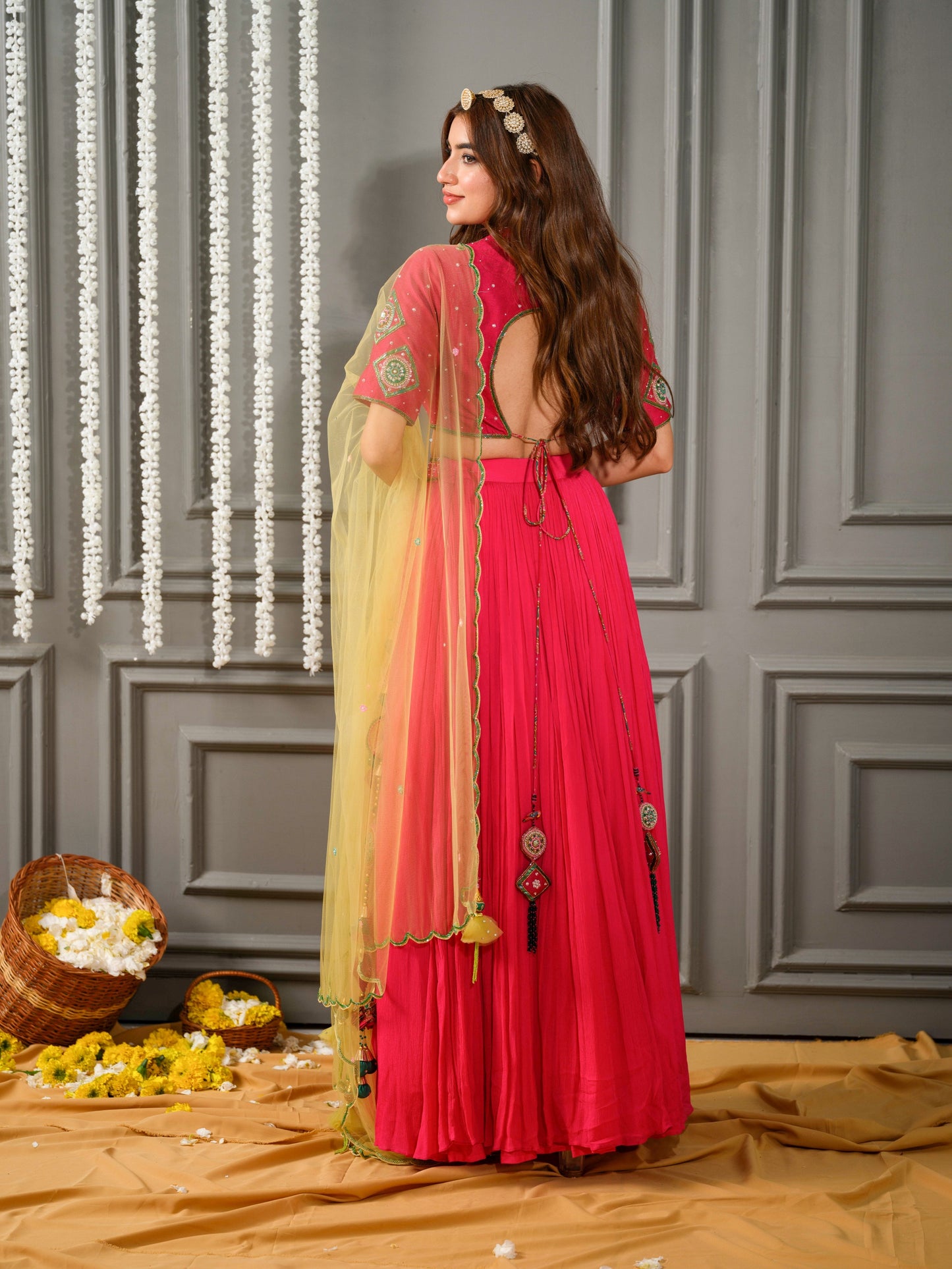 Patola Ruby Pink lehenga set