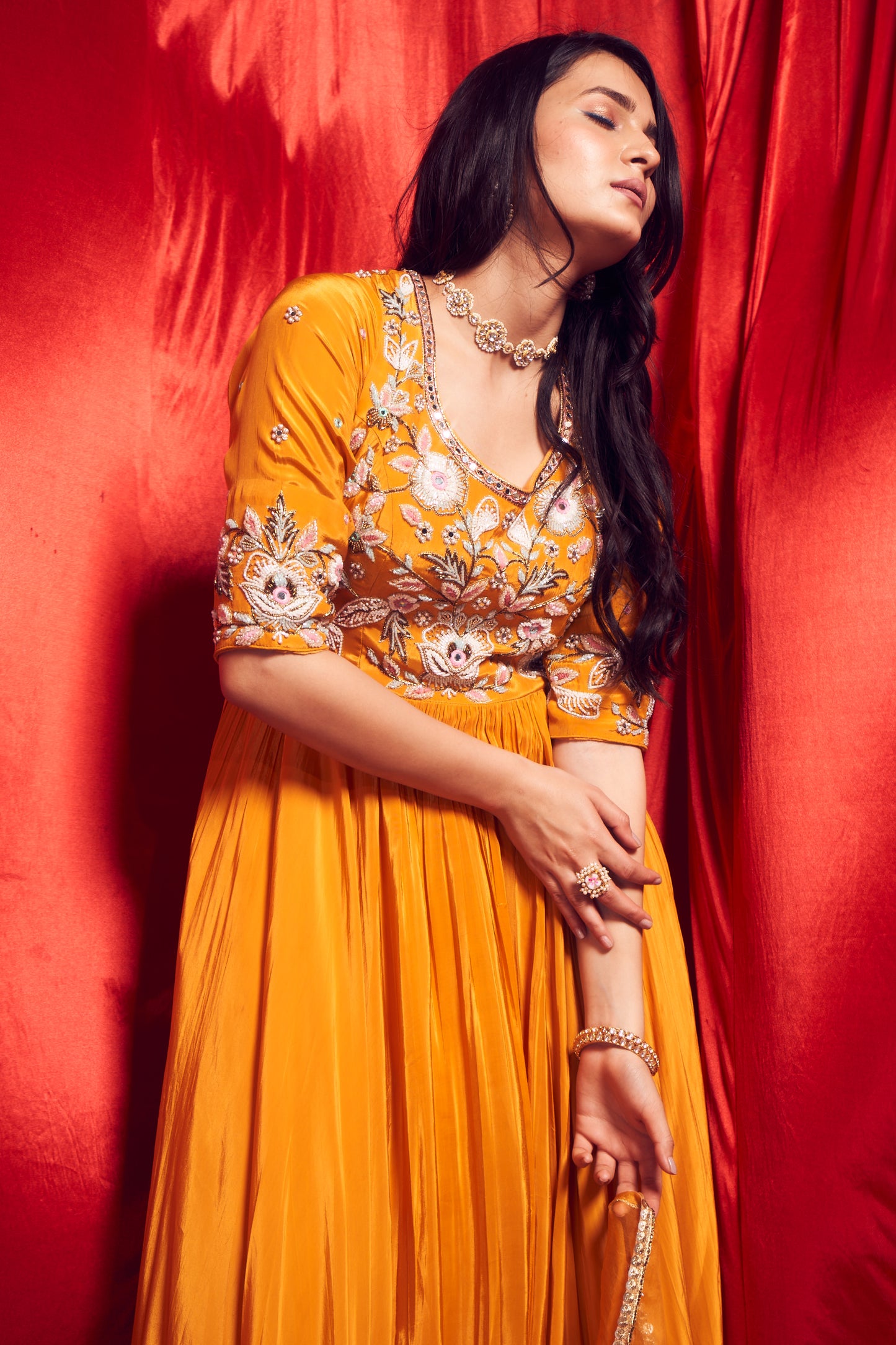 Topaz Yellow Anarkali suit