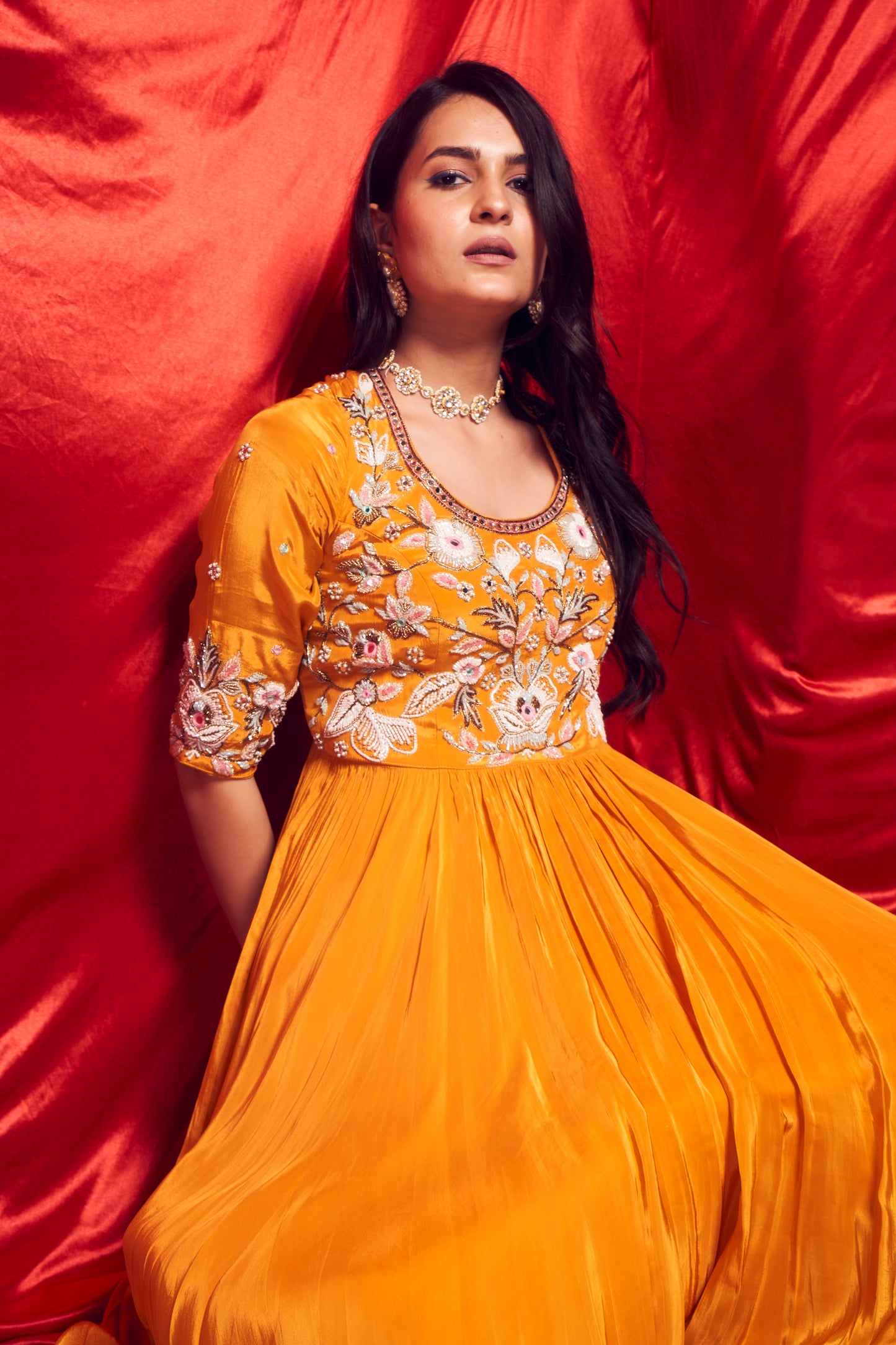 Topaz Yellow Anarkali suit