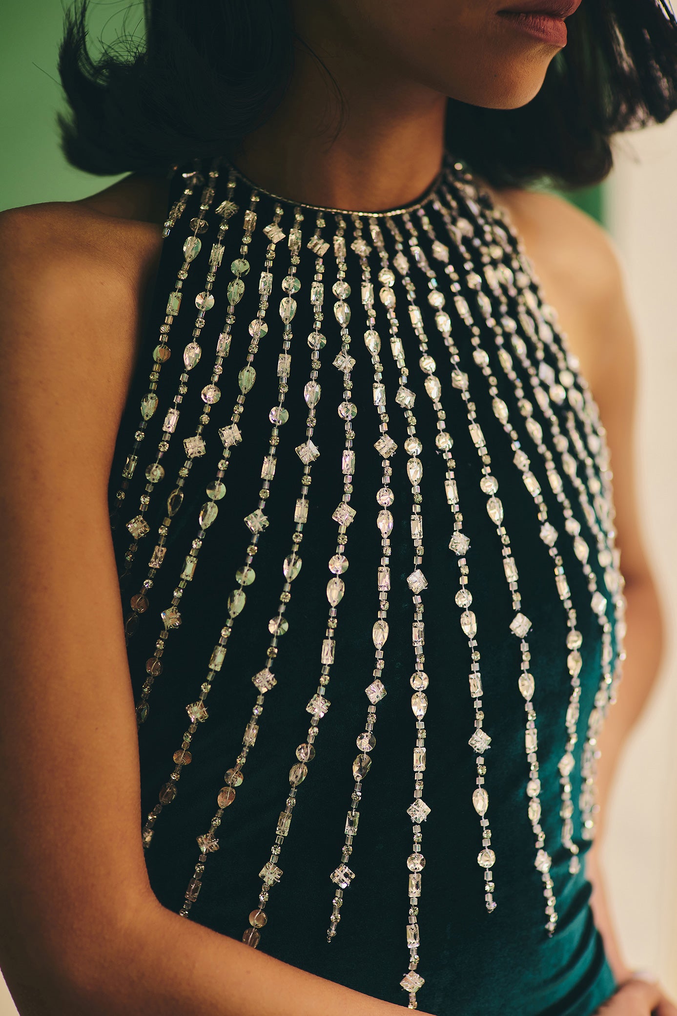 Emerald Green Halter Neck Dress