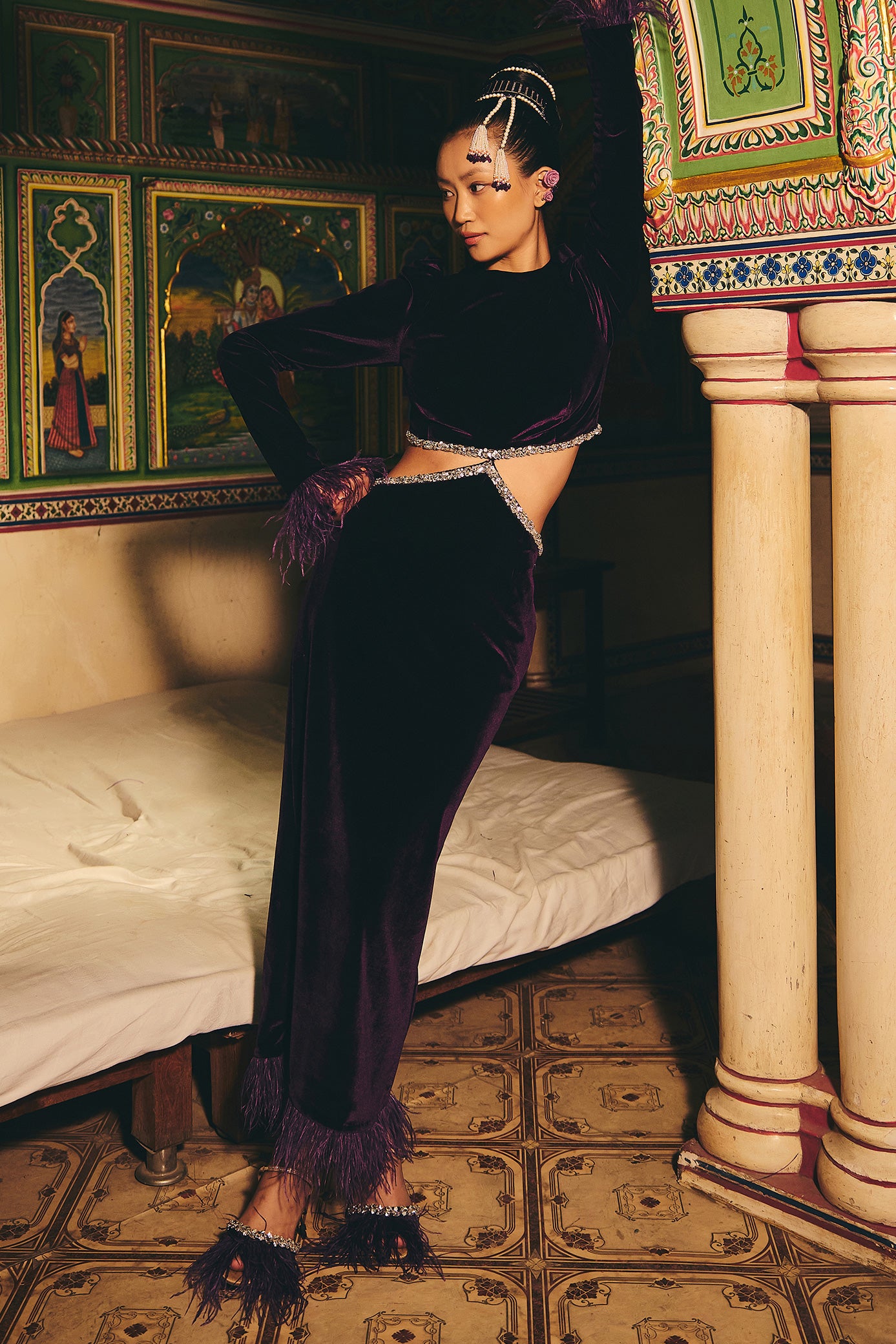 Midnight Purple Feather Dress