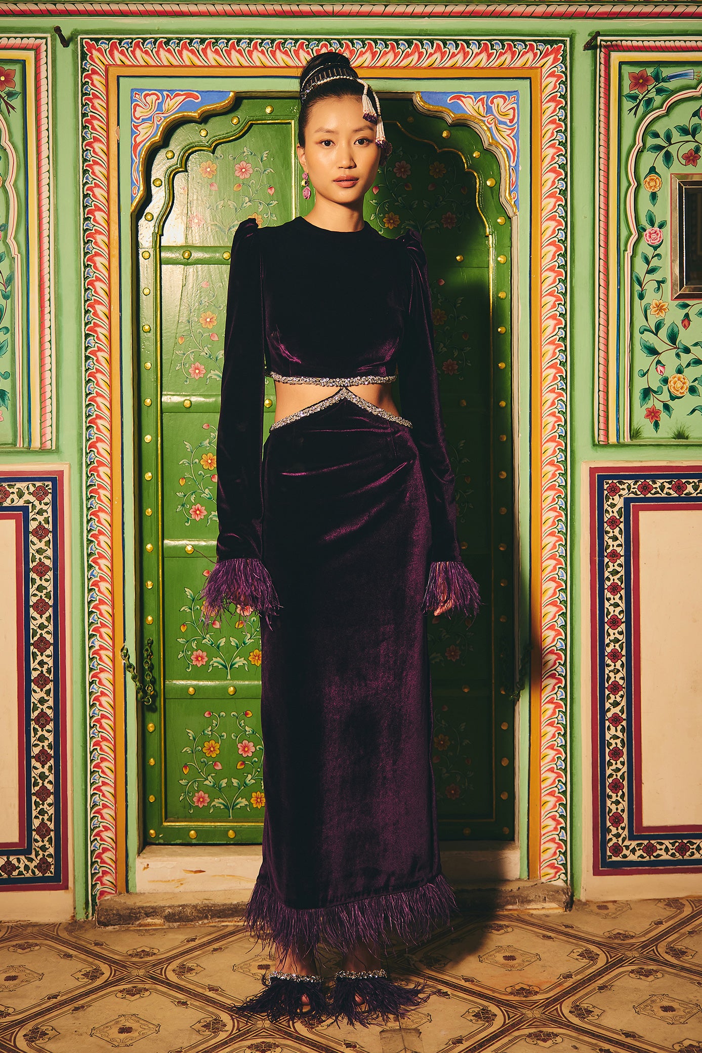 Midnight Purple Feather Dress