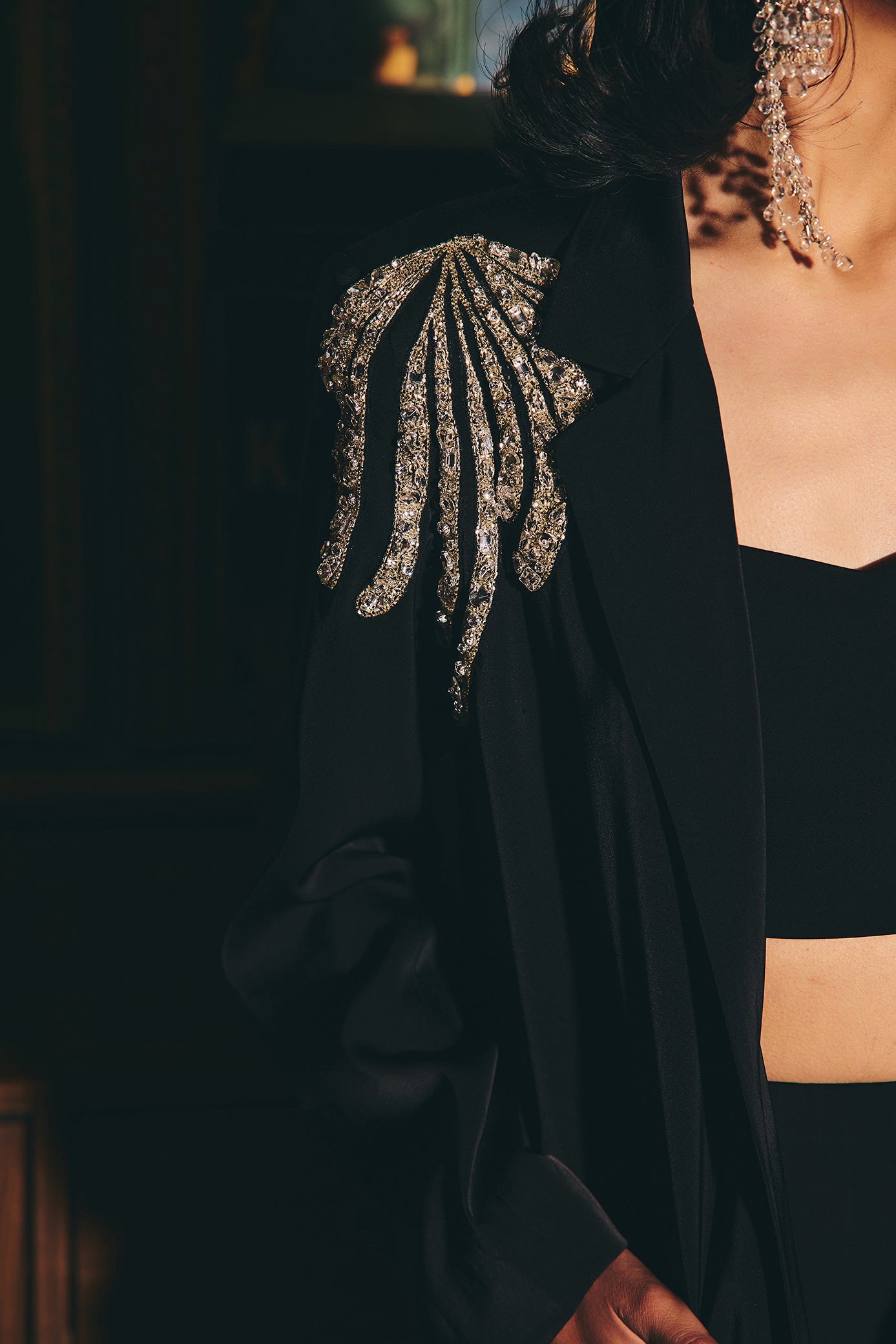 Midnight Black Blazer and Skirt Set