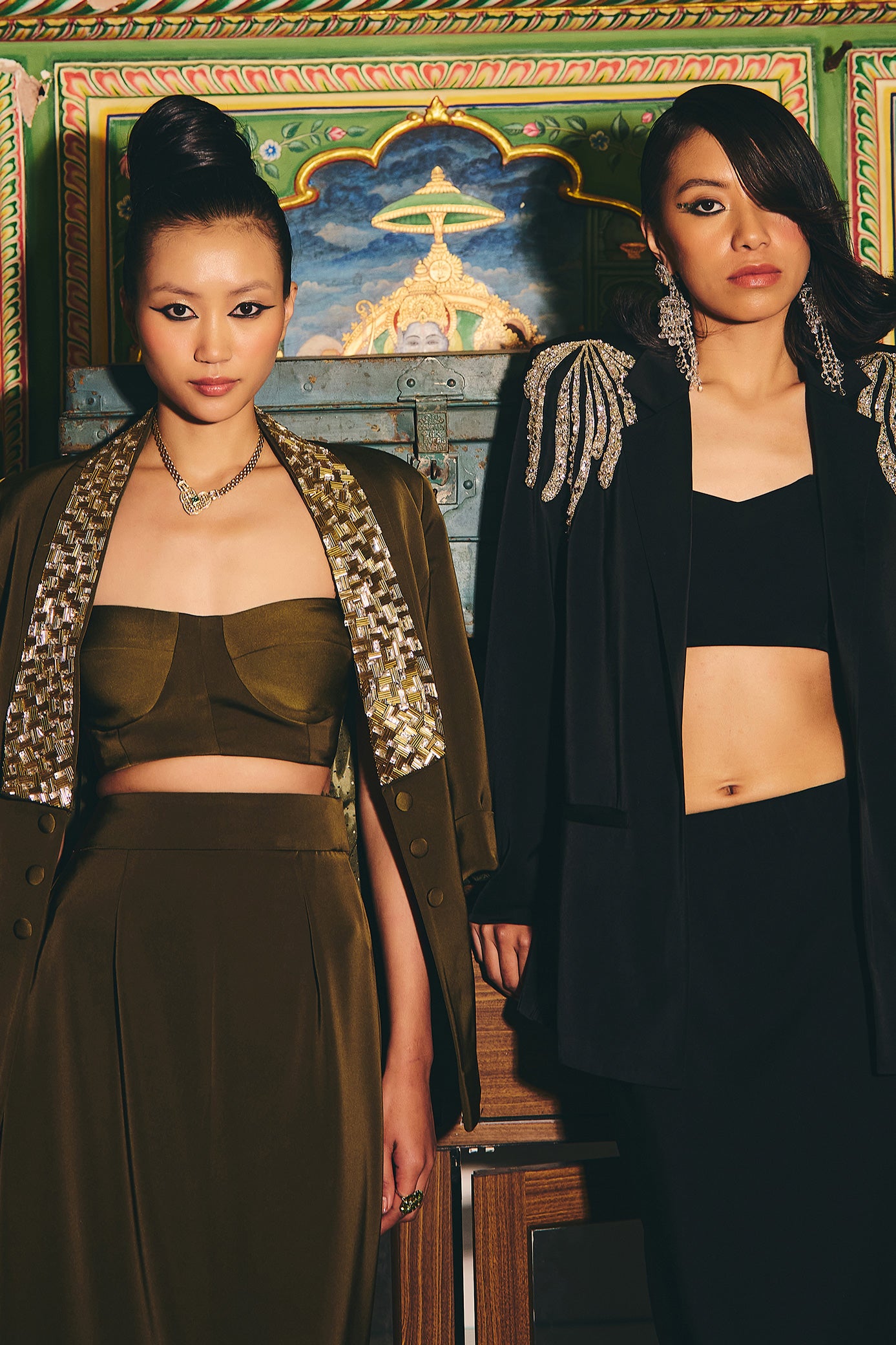 Midnight Black Blazer and Skirt Set