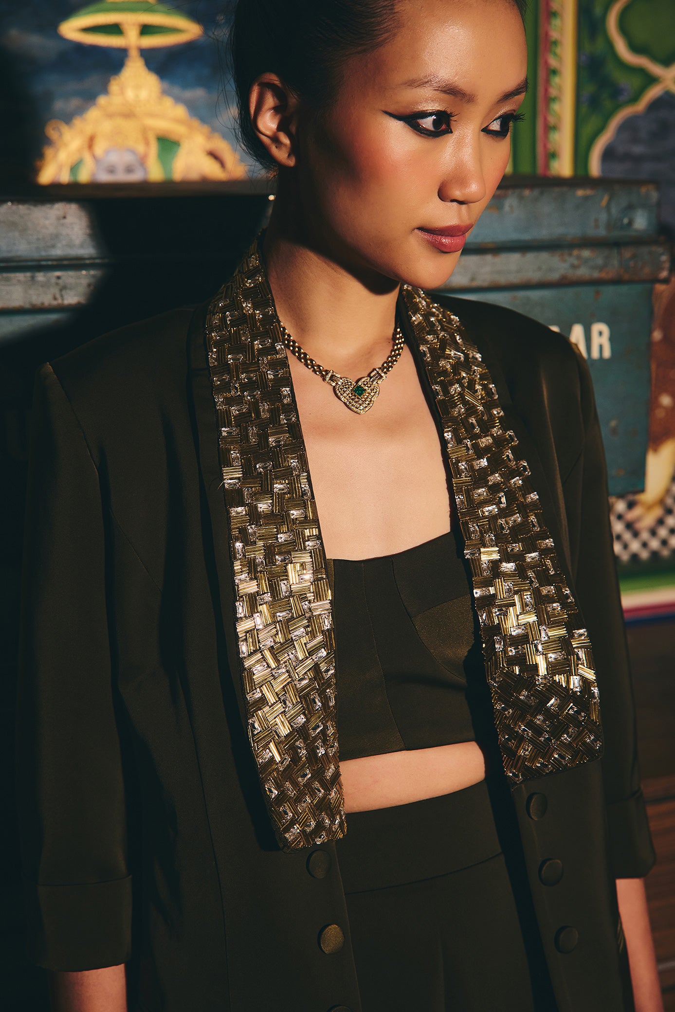 Deep Olive Green Blazer and Skirt Set