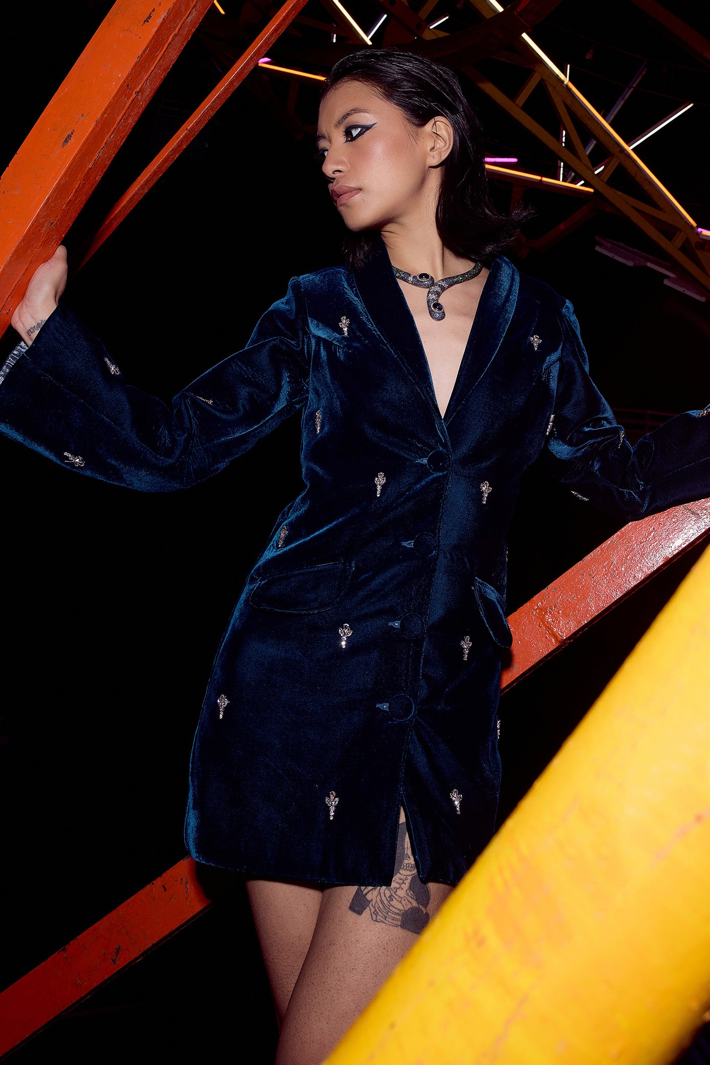 Dark Teal Velvet Jacket Dress