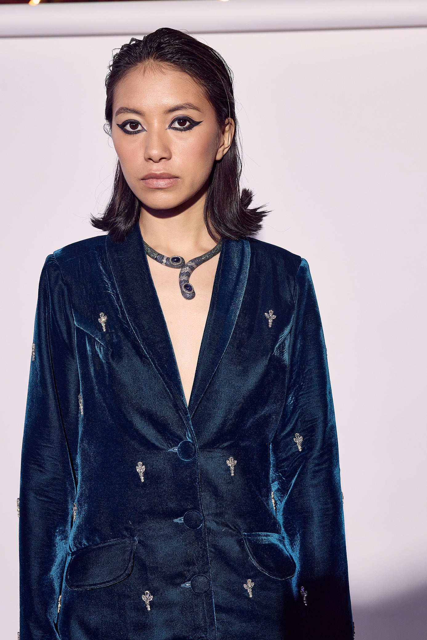 Dark Teal Velvet Jacket Dress