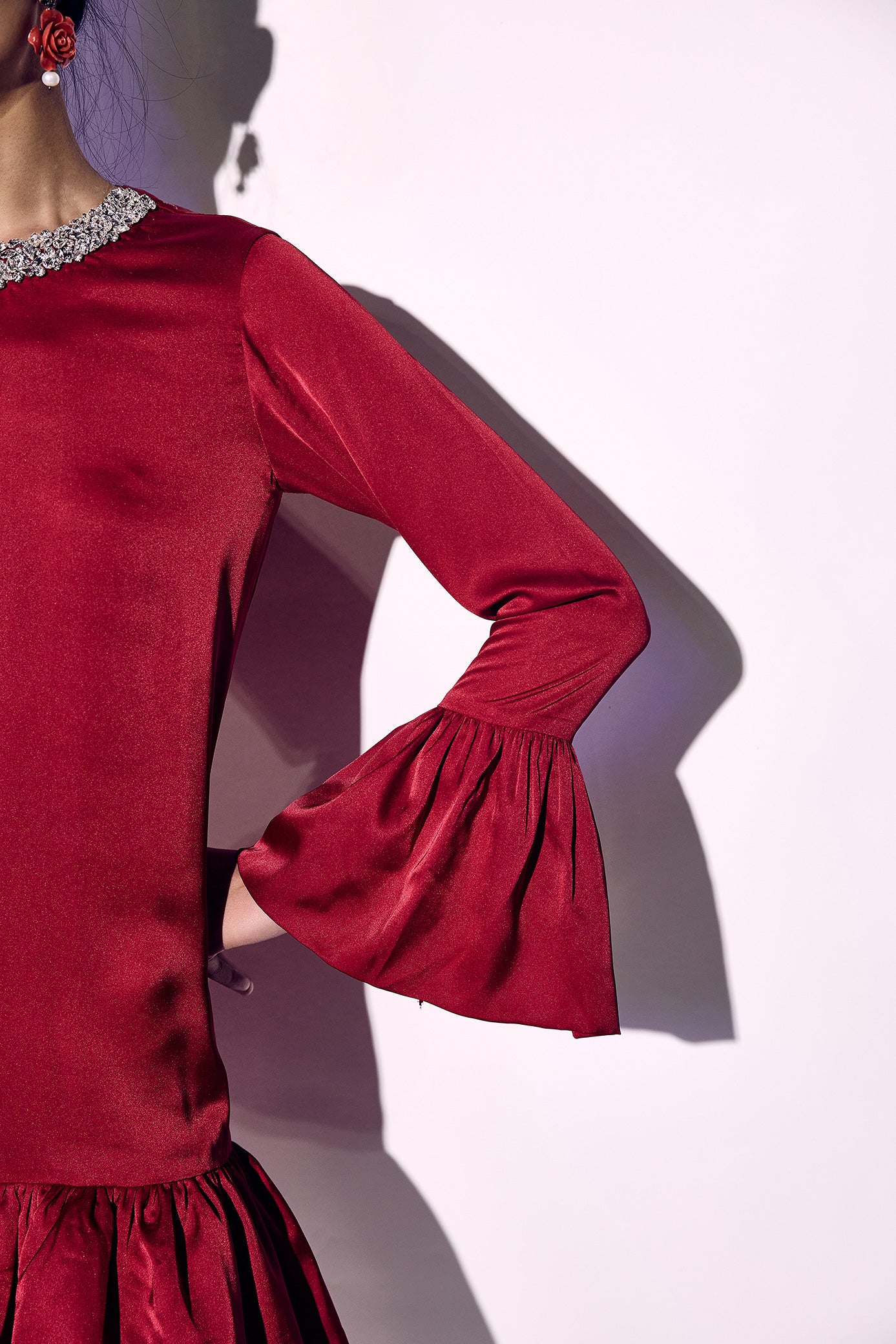 Crimson Red Mini Bubble Dress