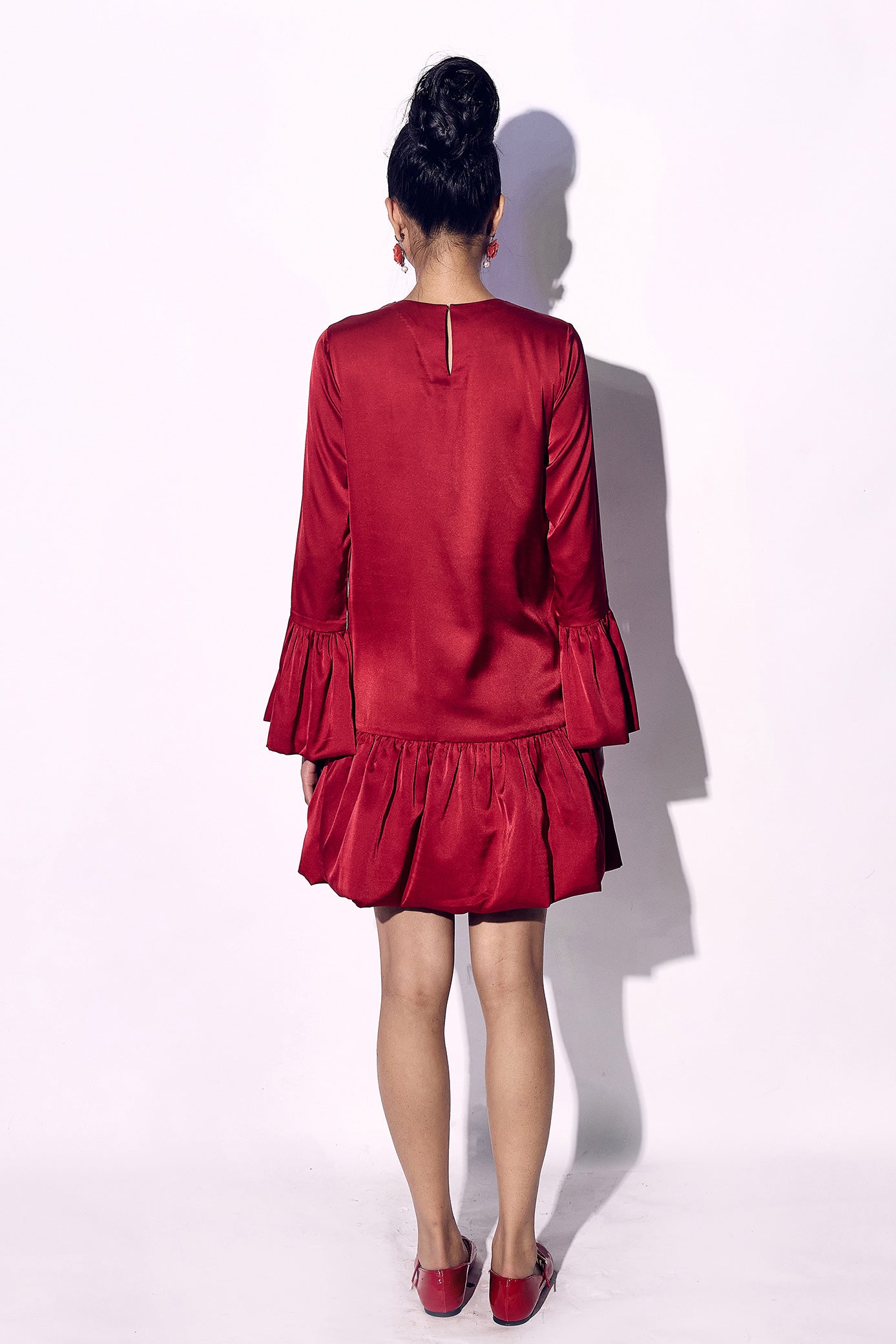 Crimson Red Mini Bubble Dress