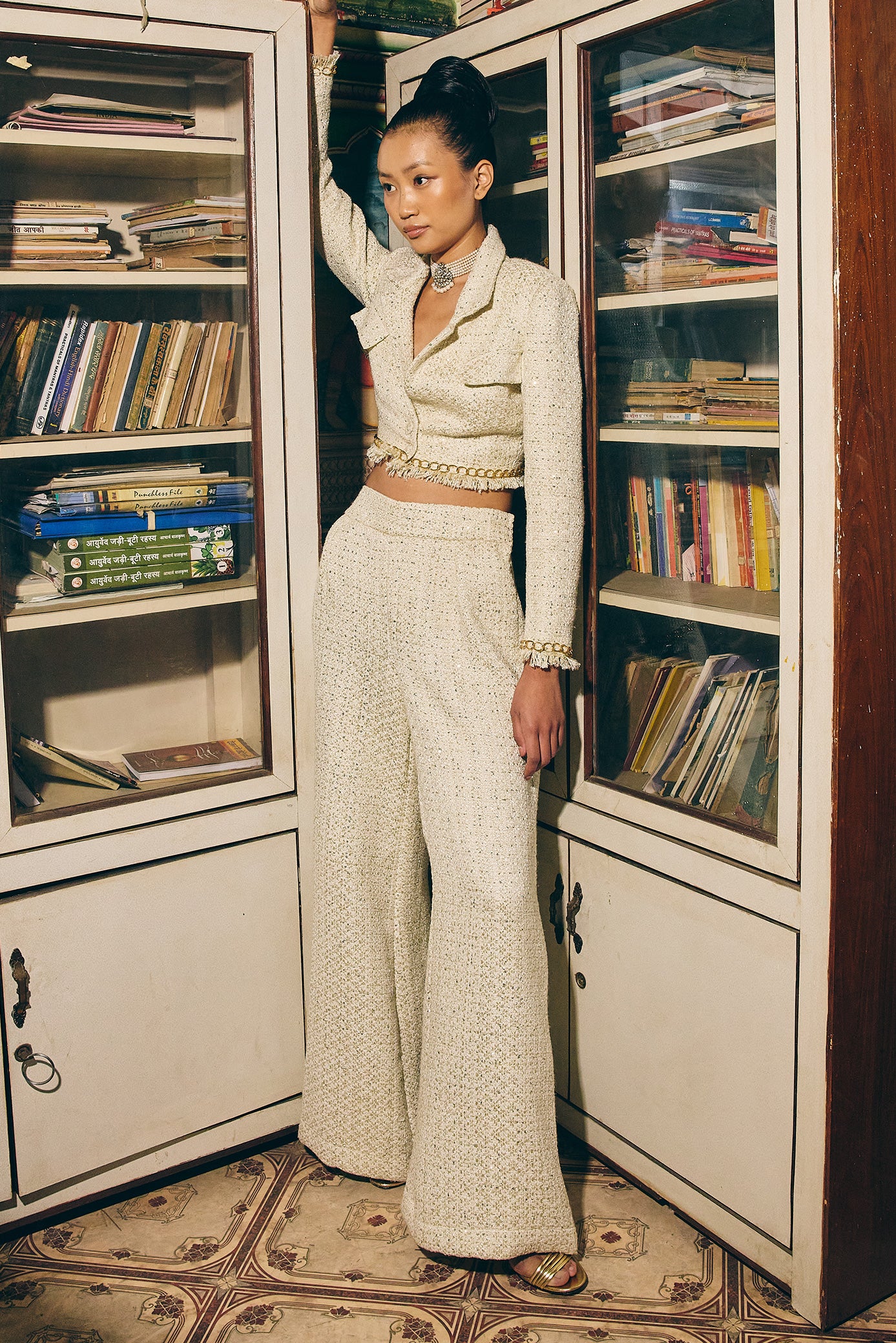 Golden High Shine Blazer and Pant Set