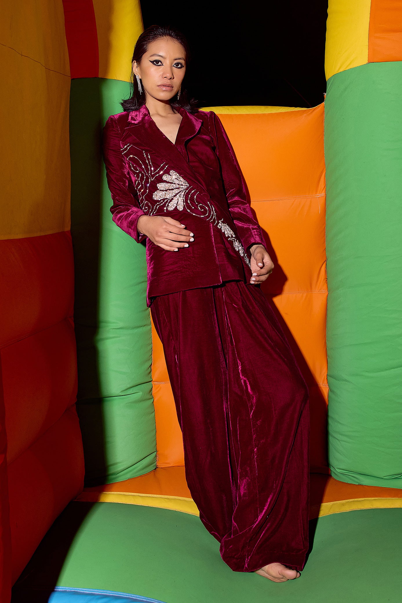 Vintage Wine Blazer and Pant Set