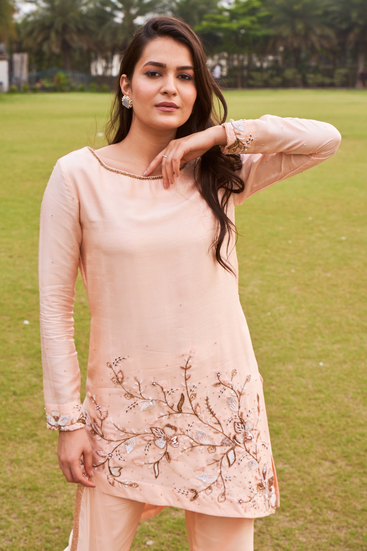 Orange peach kurti pants