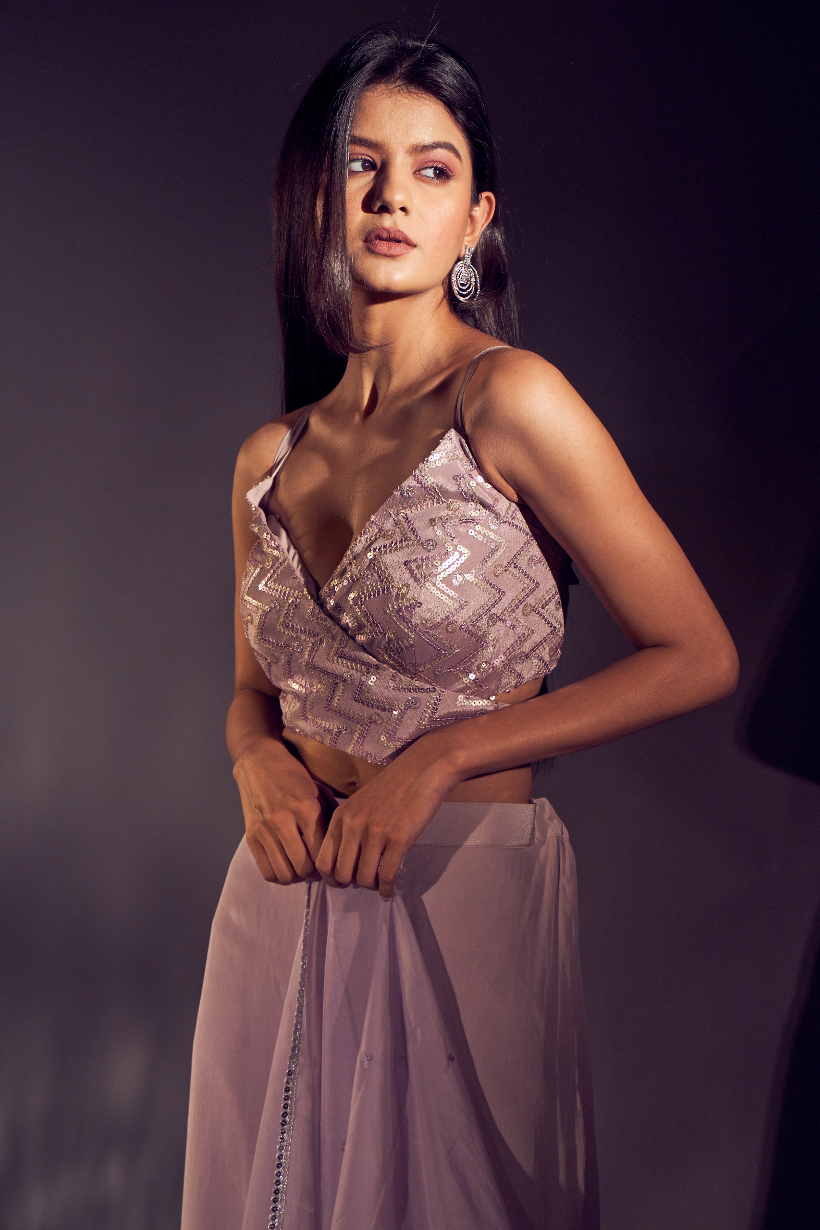 Mauve Glow tie Indo-western up Set