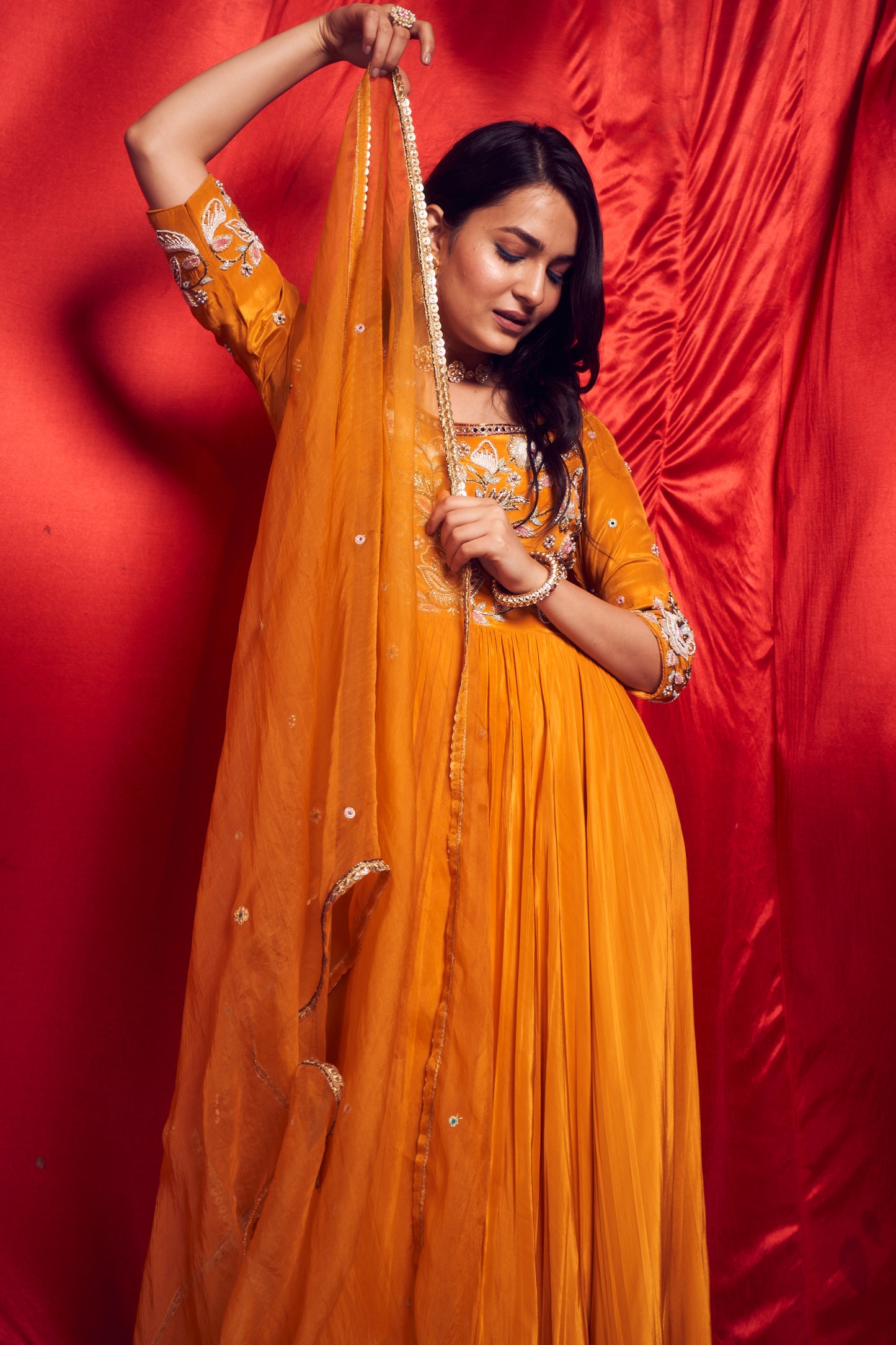 Topaz Yellow Anarkali suit