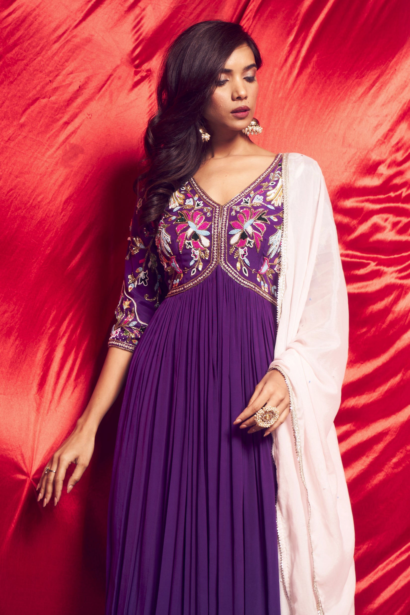 Purple Anarkali Suit
