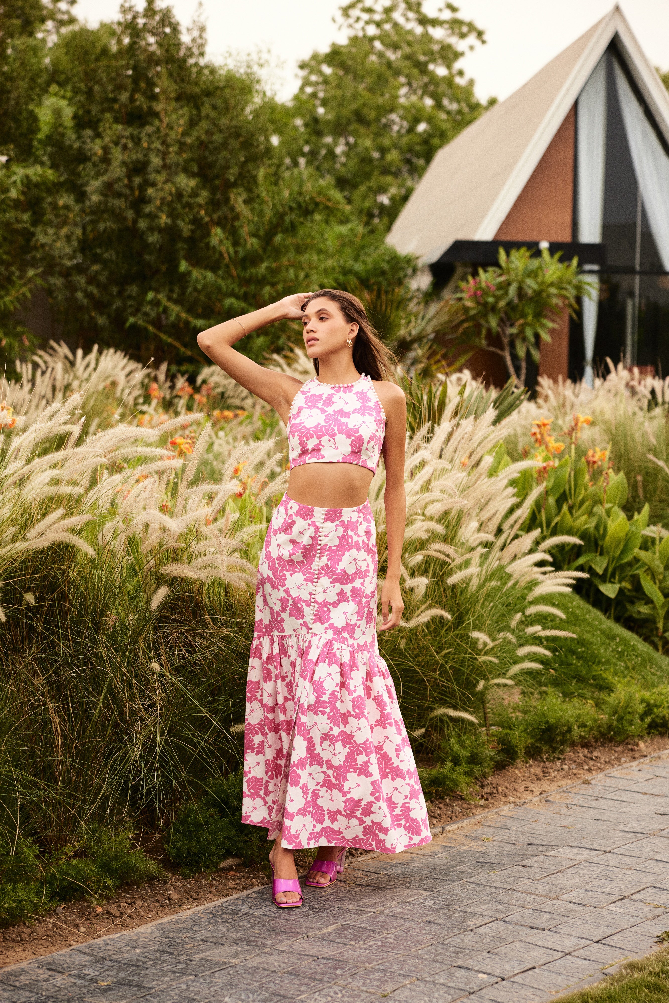 Flamingo Pink Skirt and Top