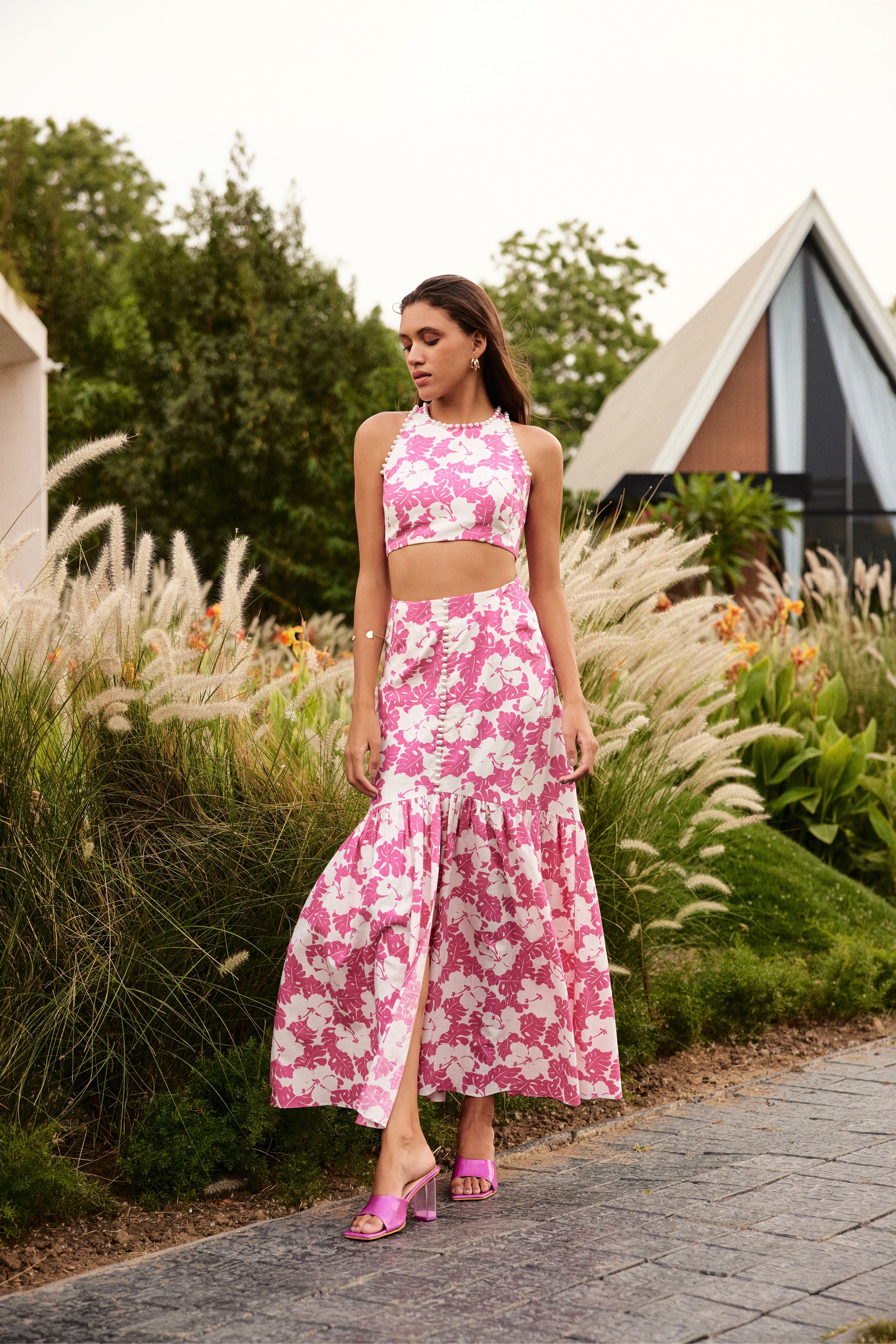 Flamingo Pink Skirt and Top