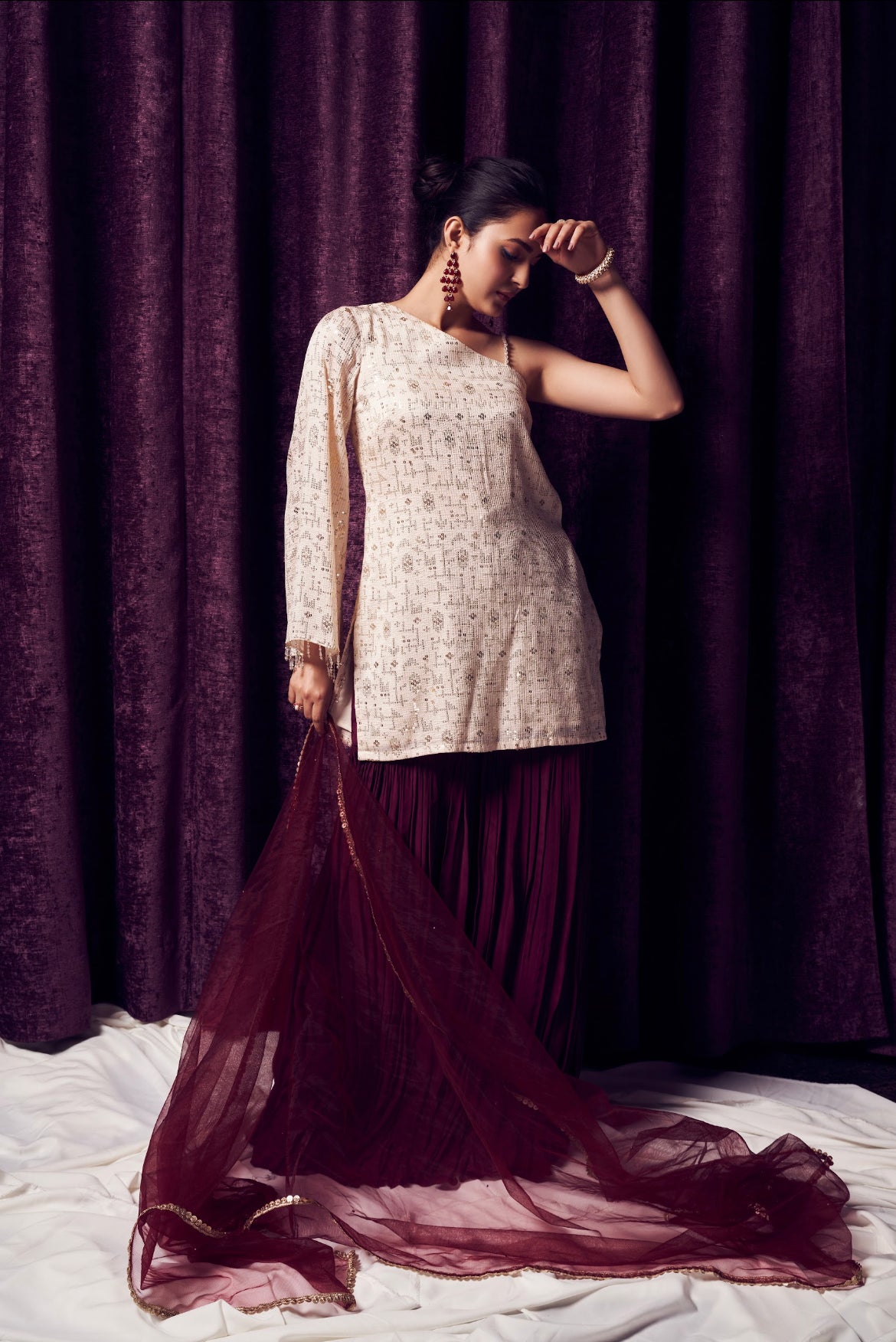 Golden Sequin Sharara set