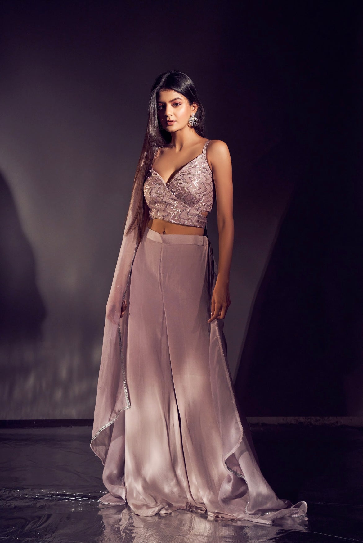 Mauve Glow tie Indo-western up Set