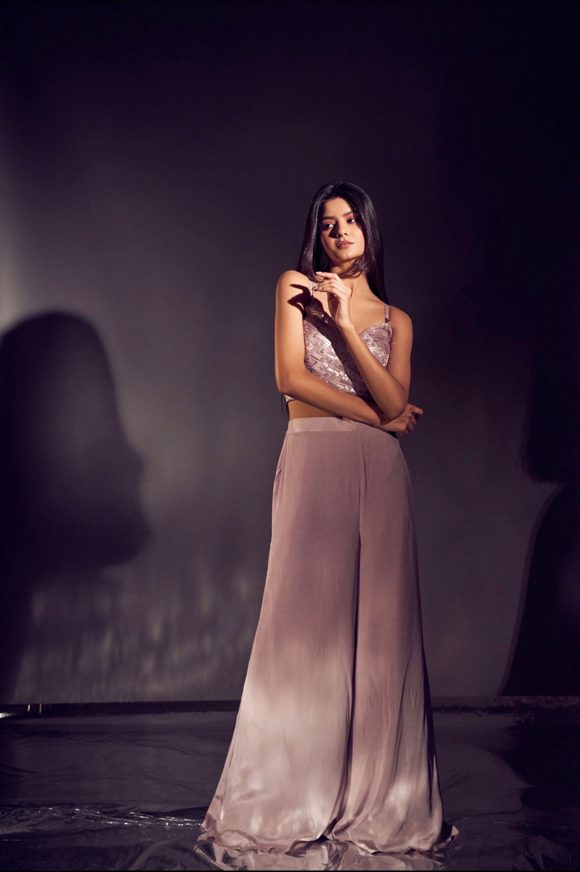 Mauve Glow tie Indo-western up Set