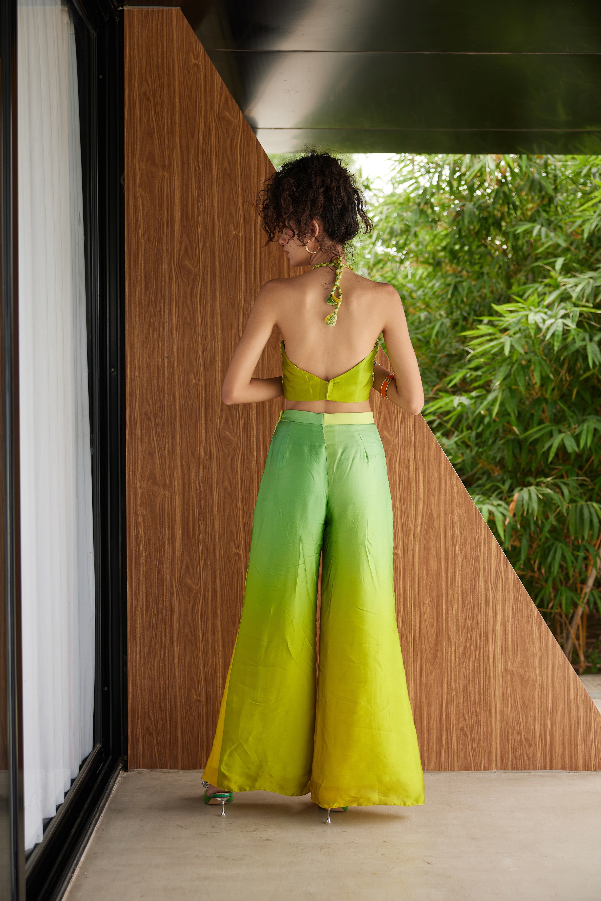 Sunshine Yellow Ombre Top with Wide Leg Trousers
