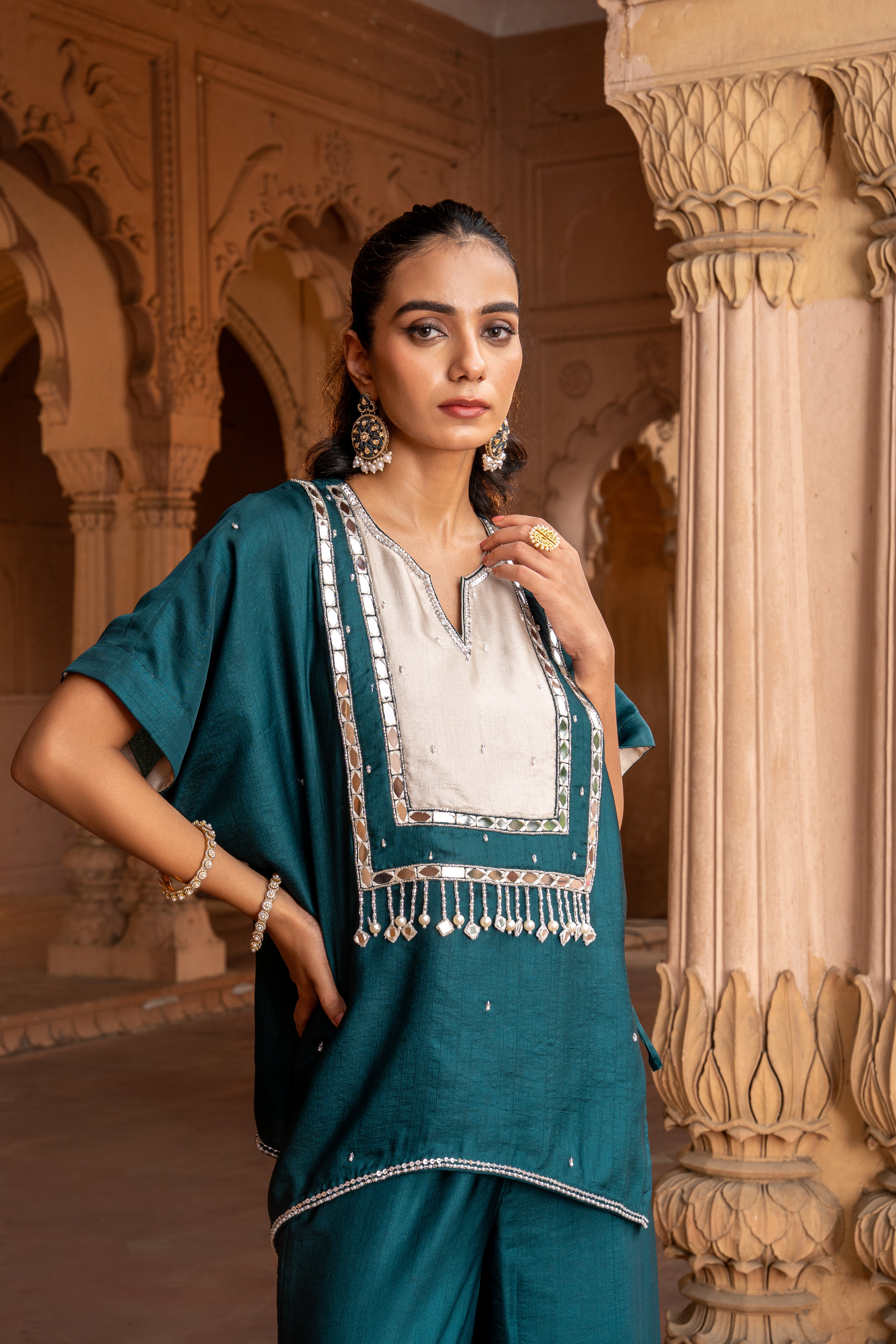 DEEP TEAL SHORT TUNIC SET