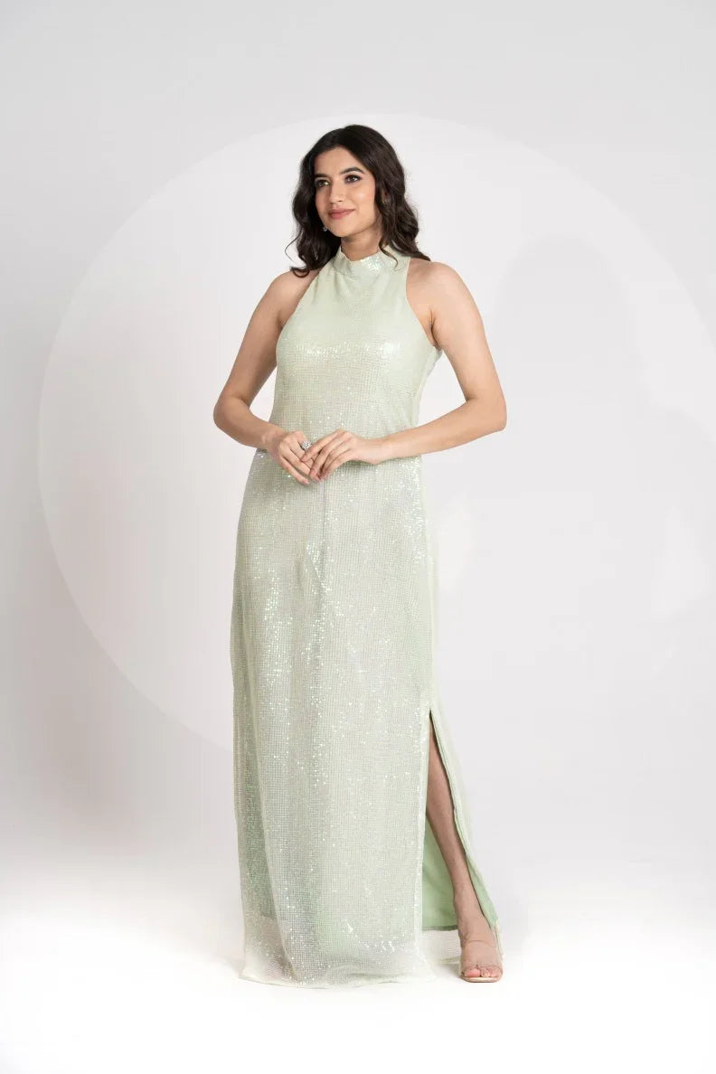 Lime Sequins party dress