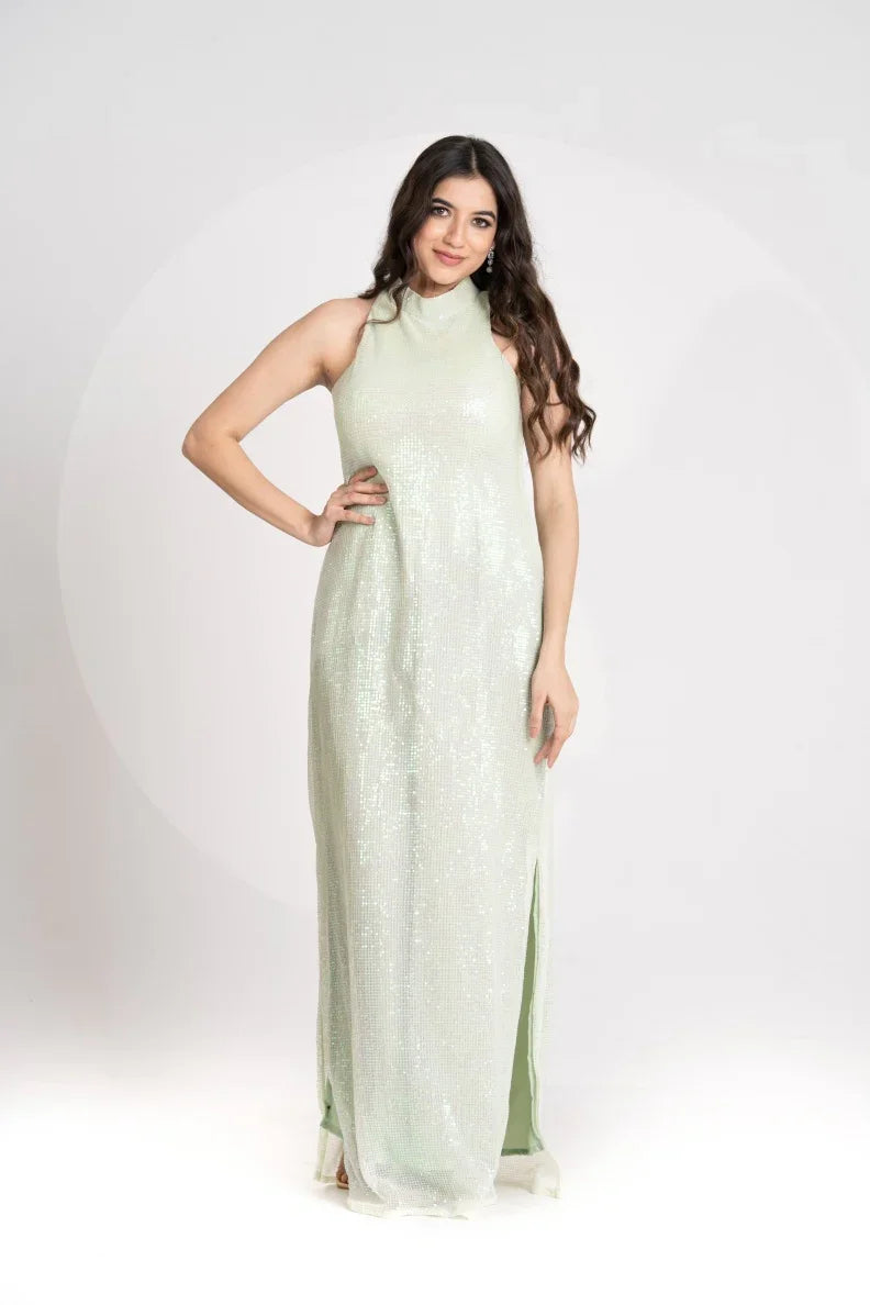 Lime Sequins party dress