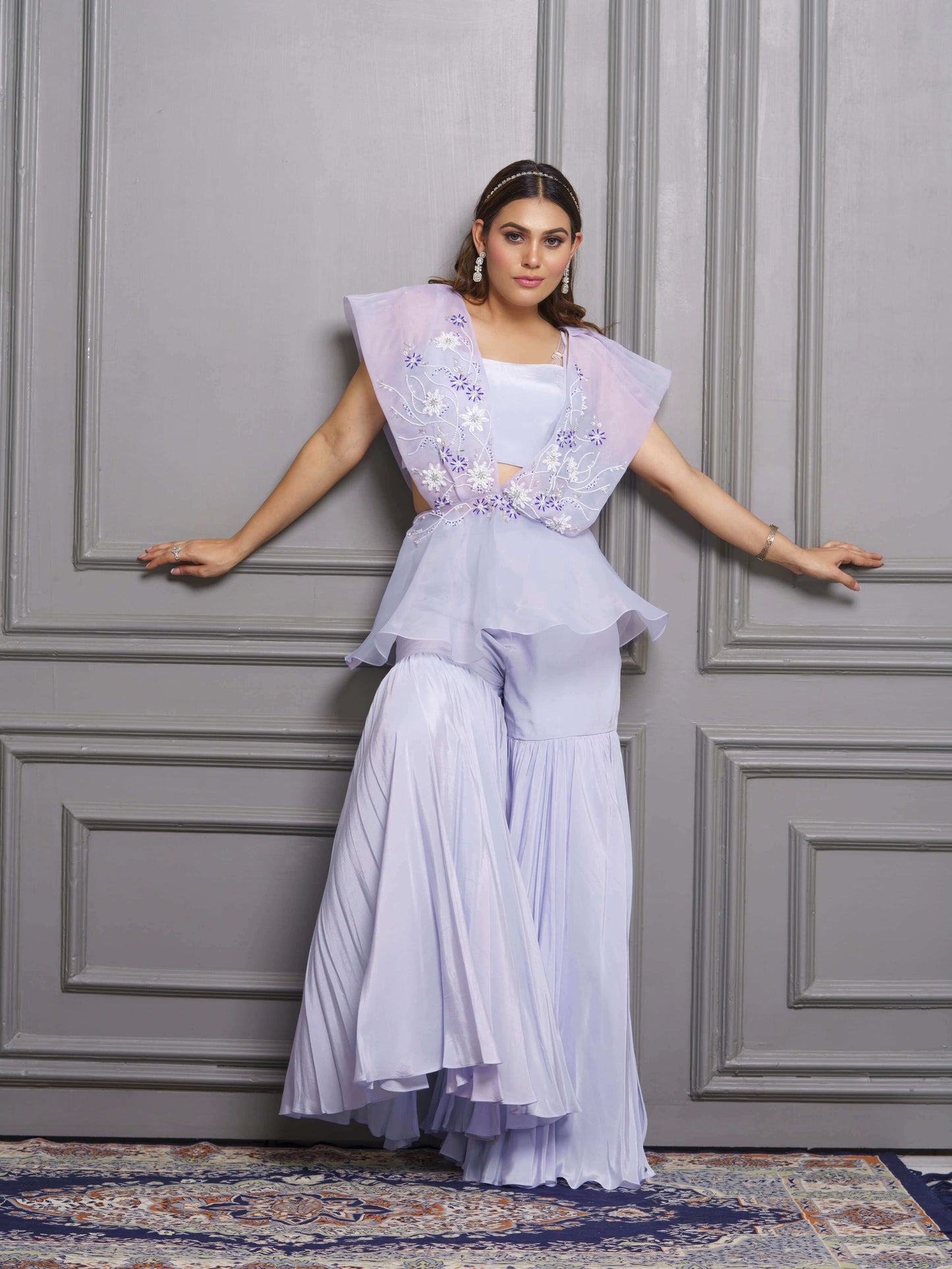 Powder blue sharara set