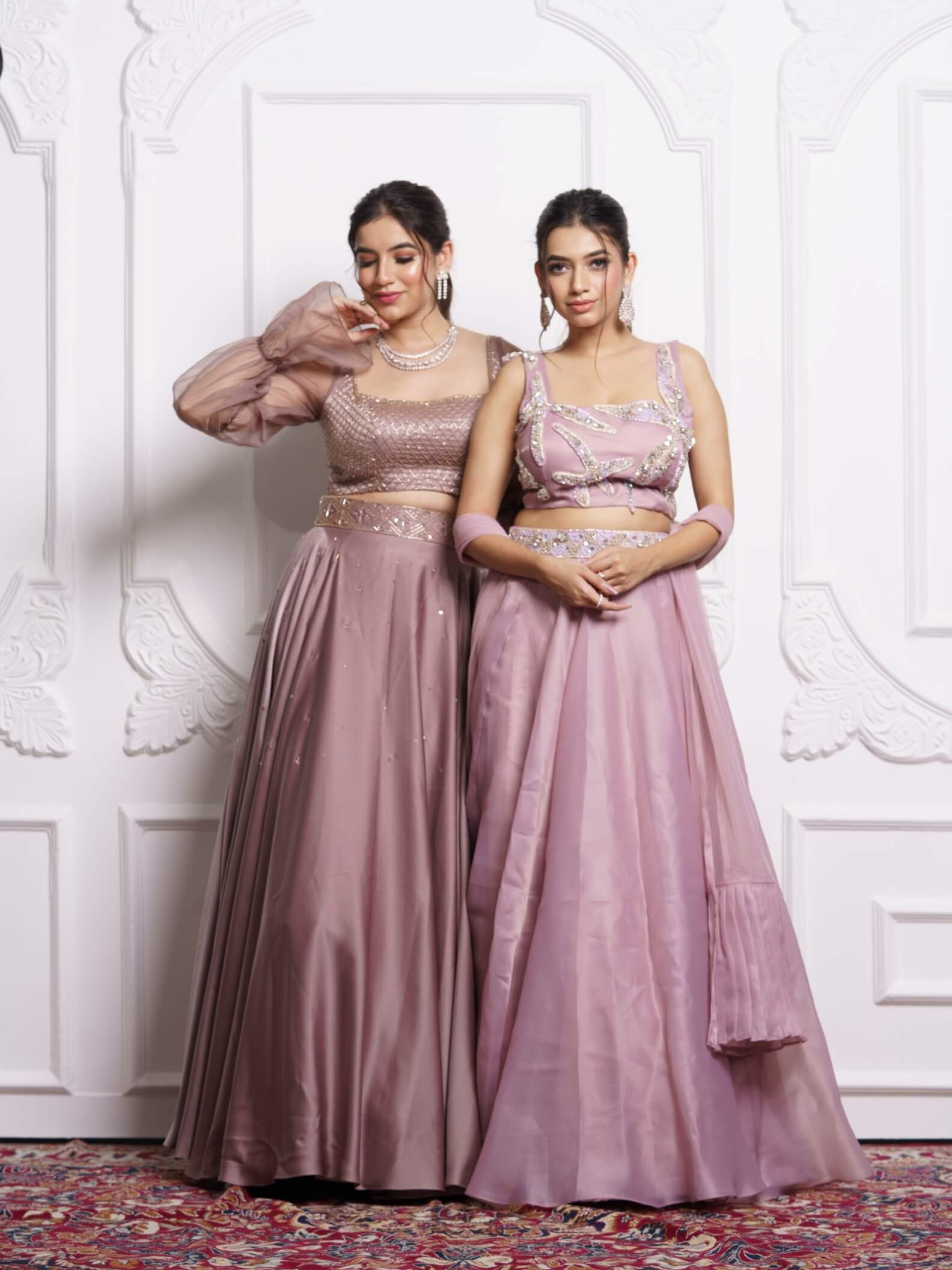 Mauve Satin Lehenga