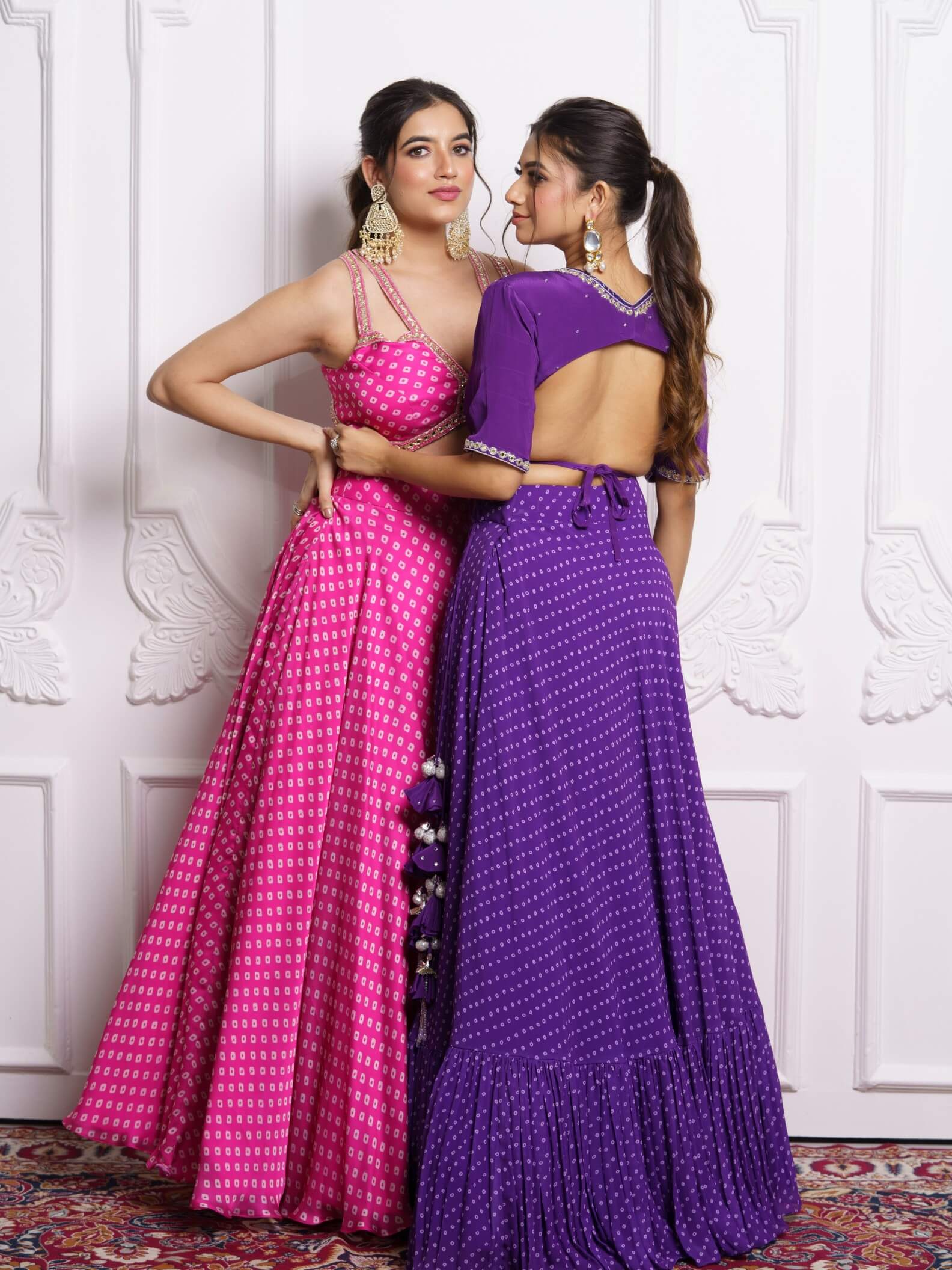 Pink Bandhani Lehenga