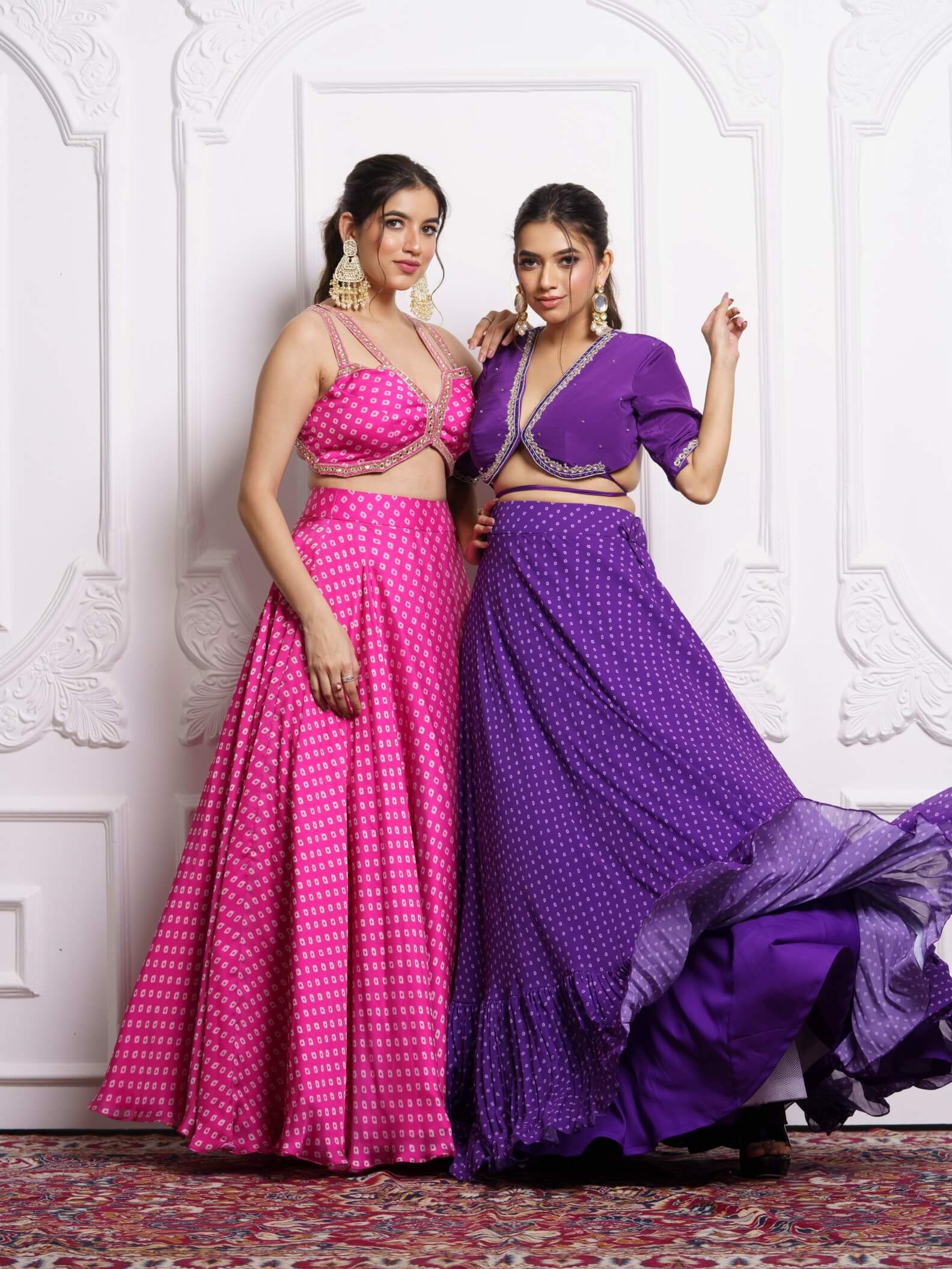 Pink Bandhani Lehenga