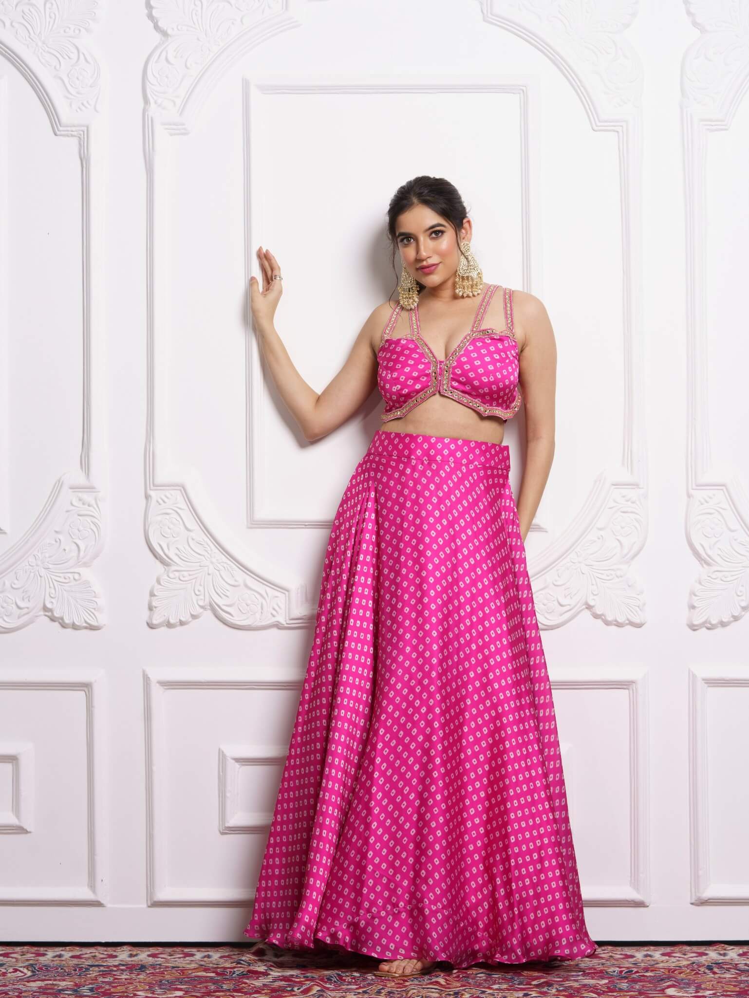 Pink Bandhani Lehenga