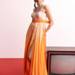 Peach Orange Ombre Pleated Maxi Dress
