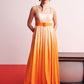 Peach Orange Ombre Pleated Maxi Dress