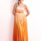 Peach Orange Ombre Pleated Maxi Dress