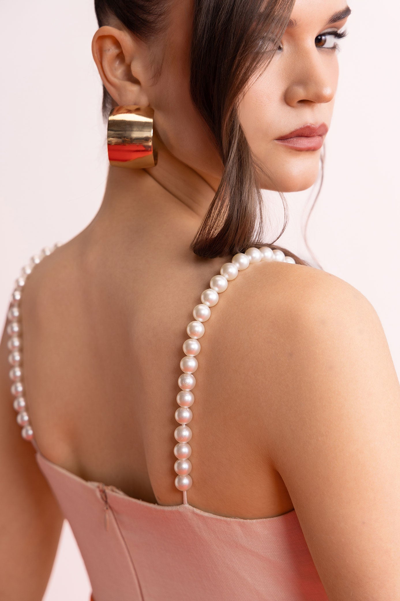 Peach Orange Ombre Pleated Maxi Dress